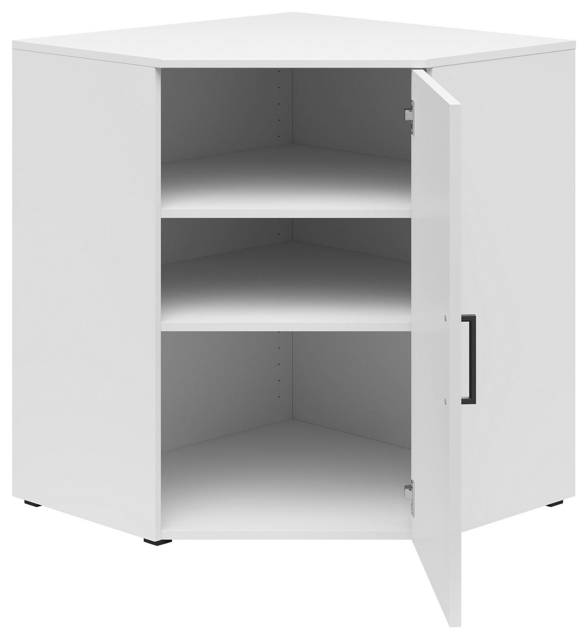 Eckkommode Multistauraum Weiss - Weiss/Anthrazit, Modern, Holzwerkstoff/Kunststoff (71,5/83/71,5cm) - Premium Living