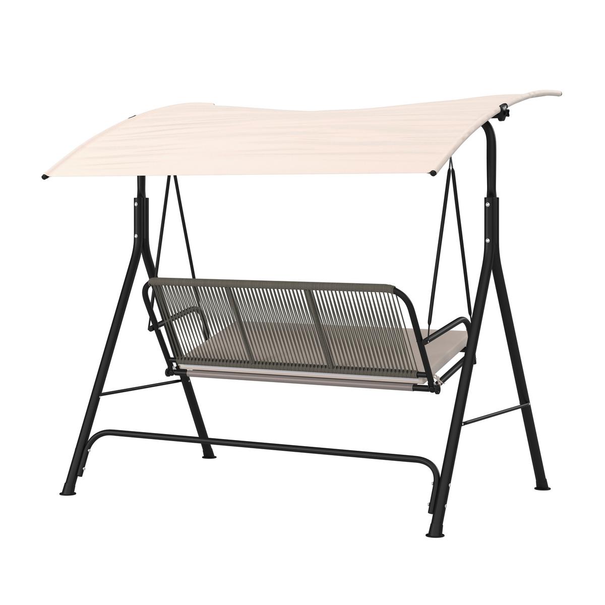 Gugalnica Savanna, Svetlo Siva - črna/svetlo siva, Moderno, kovina/tekstil (170/162/120cm) - Bessagi Garden