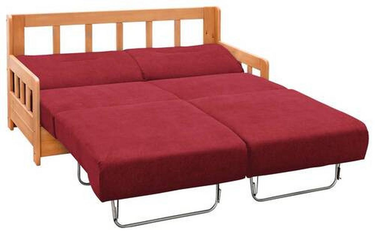 Schlafsofa Camino Holzkorpus Rot/Honig - Rot/Honig, LIFESTYLE, Holz/Textil (154/88/90cm) - Livetastic