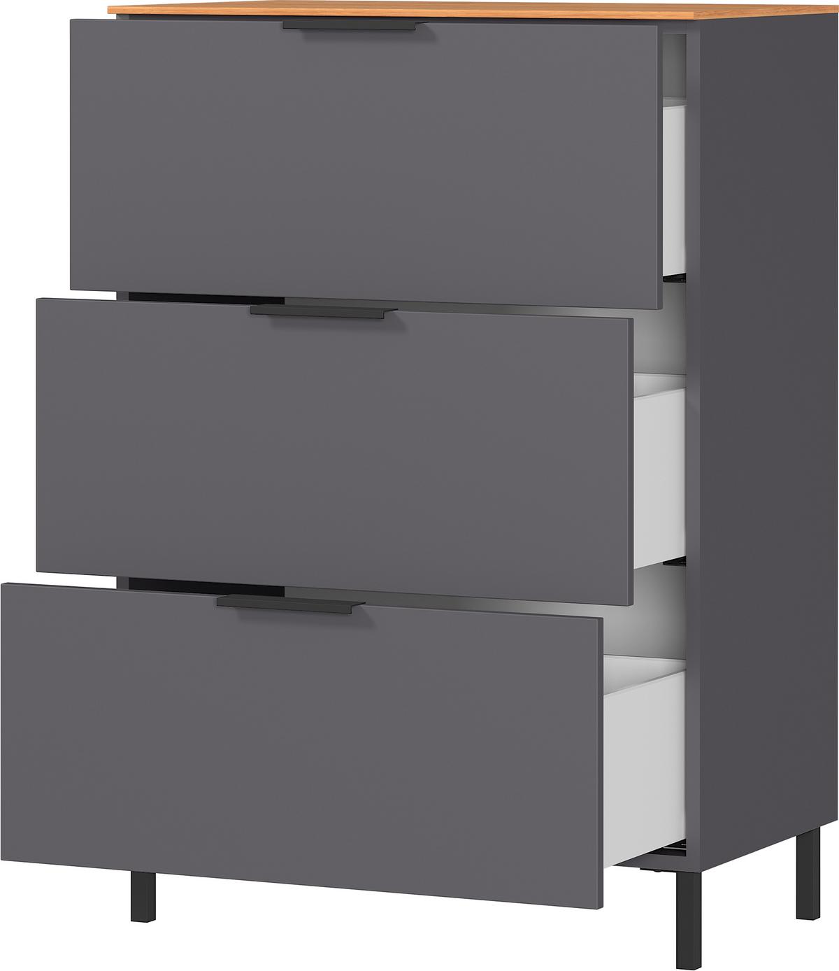 Kommode California in Eichenfarben/Graphit - Eichefarben/Graphitfarben, Modern, Holzwerkstoff/Metall (68/98/40cm) - Premium Living