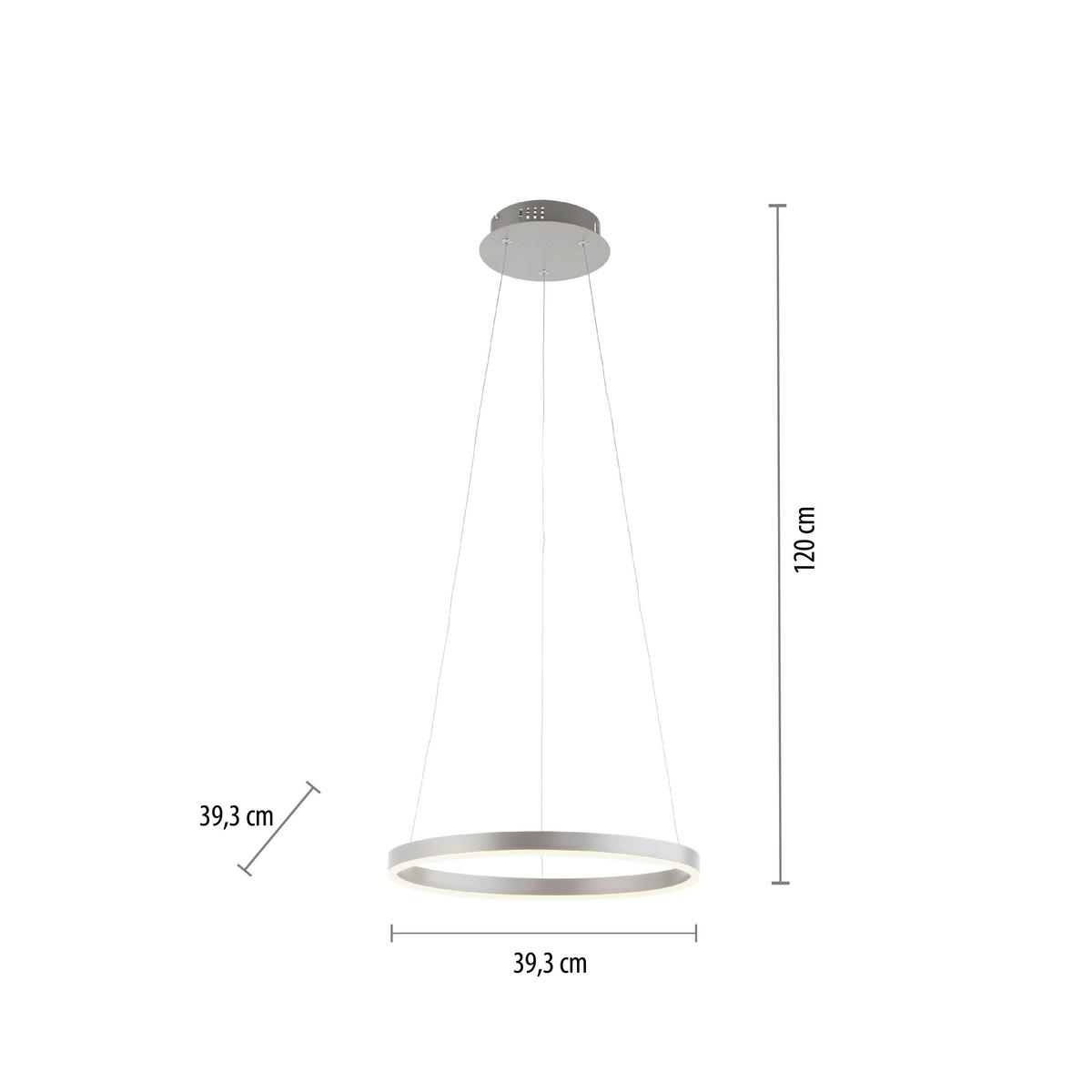 LAMPA WISZĄCA LED 15393-95 RITUS - kolor aluminiowy, Design, tworzywo sztuczne/metal (39/120cm)