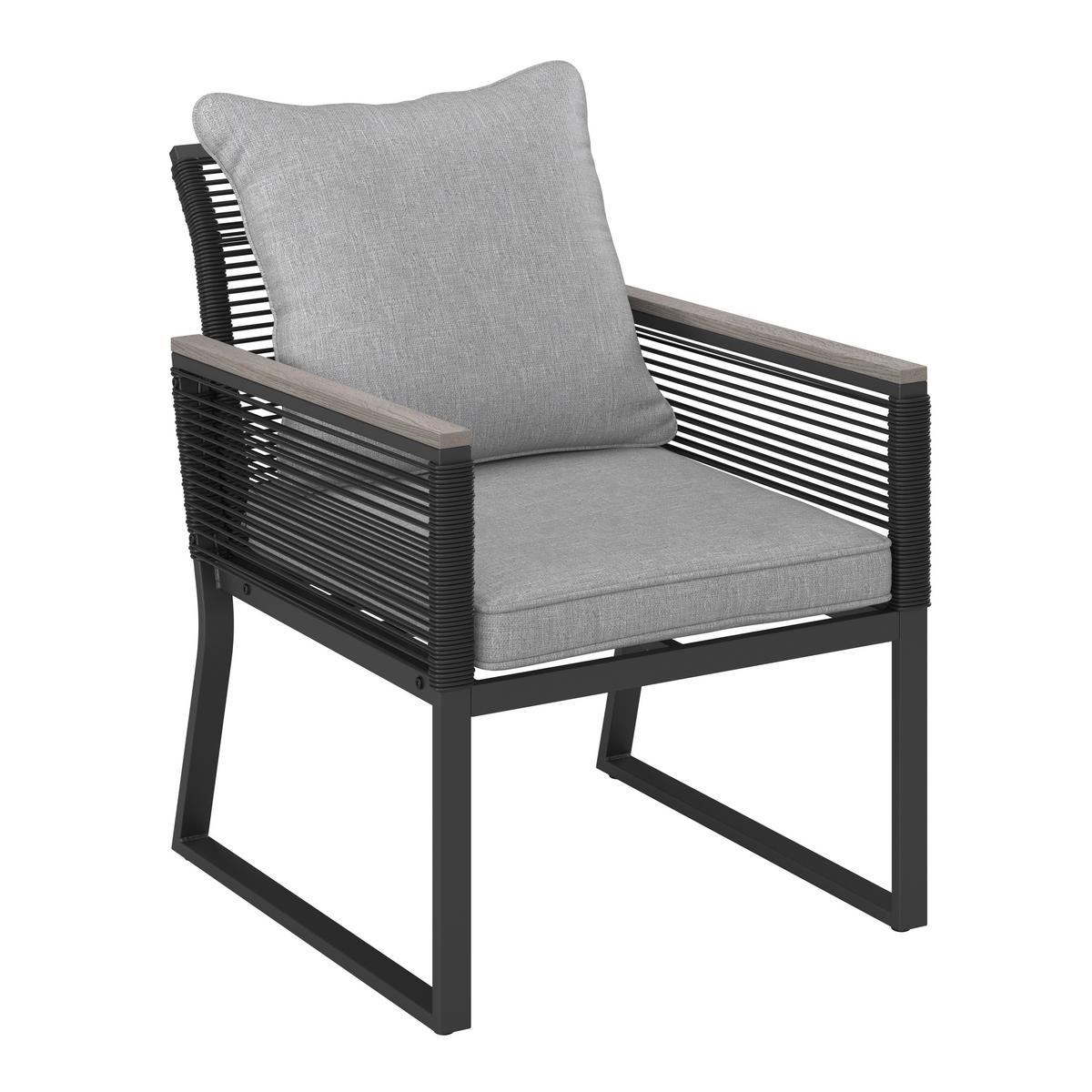 Loungegarnitur Paulina Hellgr. Metall/Textil - Hellgrau/Schwarz, Modern, Glas/Kunststoff (106/74/70,5cm) - Bessagi Garden