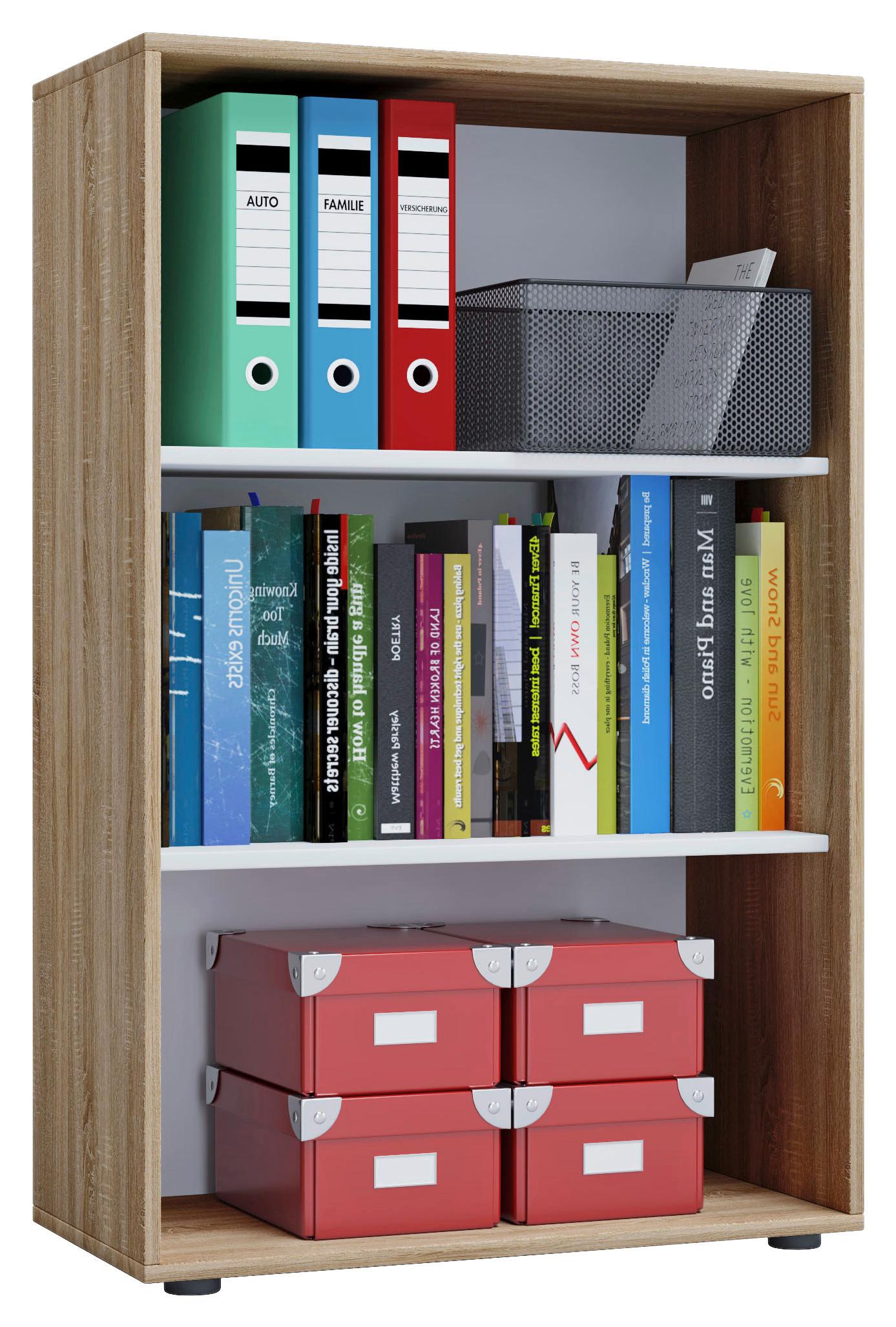 Pisarniški Regal Lona Xl, Hrast - črna/hrast sonoma, Basics, umetna masa/leseni material (70/105/37cm) - MID.YOU