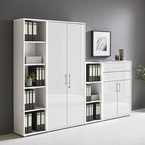 Aktenschrank Office Edition Sw Set 22 Weiß - Weiß Hochglanz/Weiß, MODERN, Holzwerkstoff (257/185,6/33cm) - MID.YOU