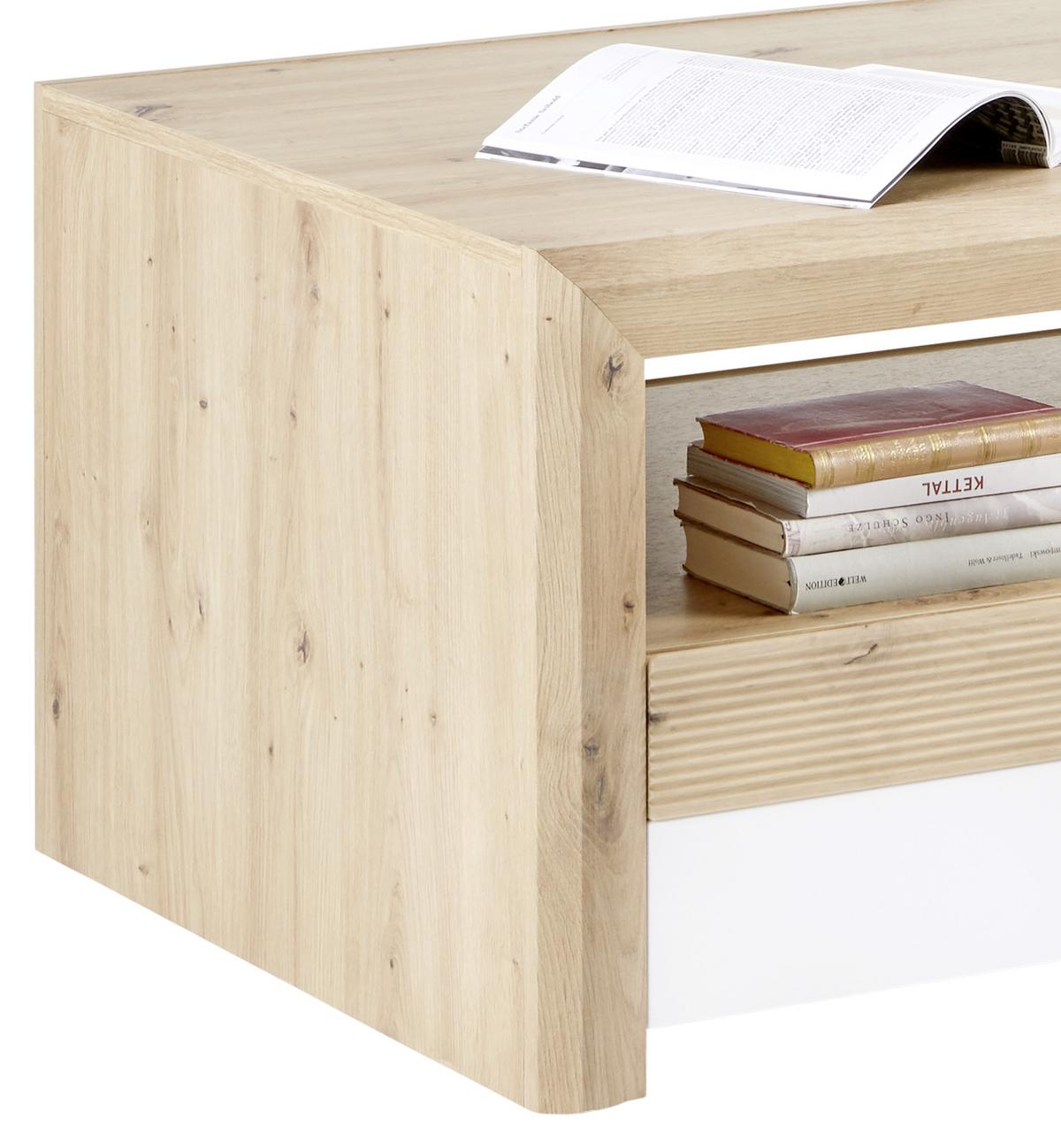 Stolić Kashmir New - bijela/boje hrasta, Moderno, drvni materijal (100/50/69cm) - Modern Living