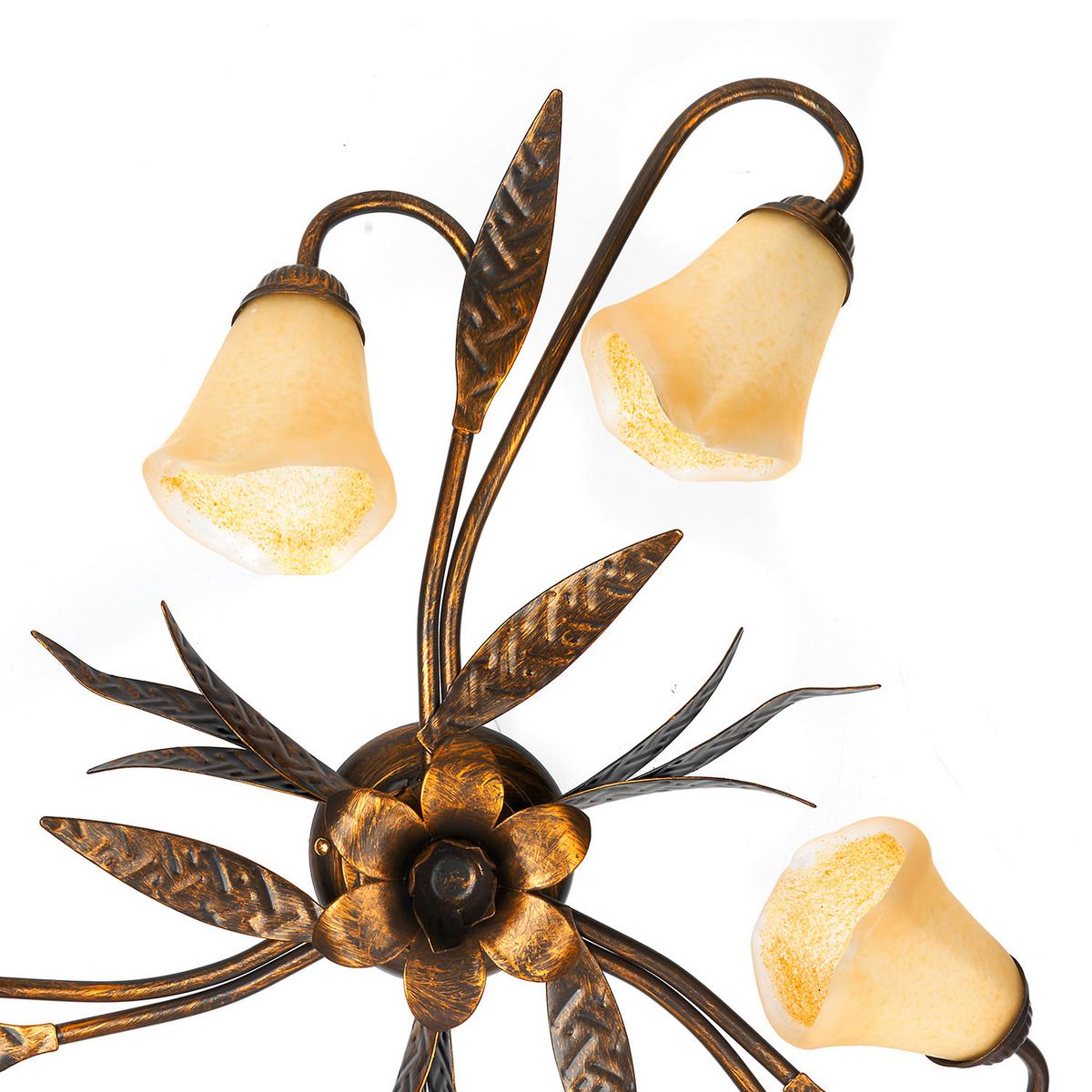 Deckenleuchte Alga Bronzefarben max. 6 Watt - Bronzefarben, KONVENTIONELL, Glas/Metall (65/65/25cm)