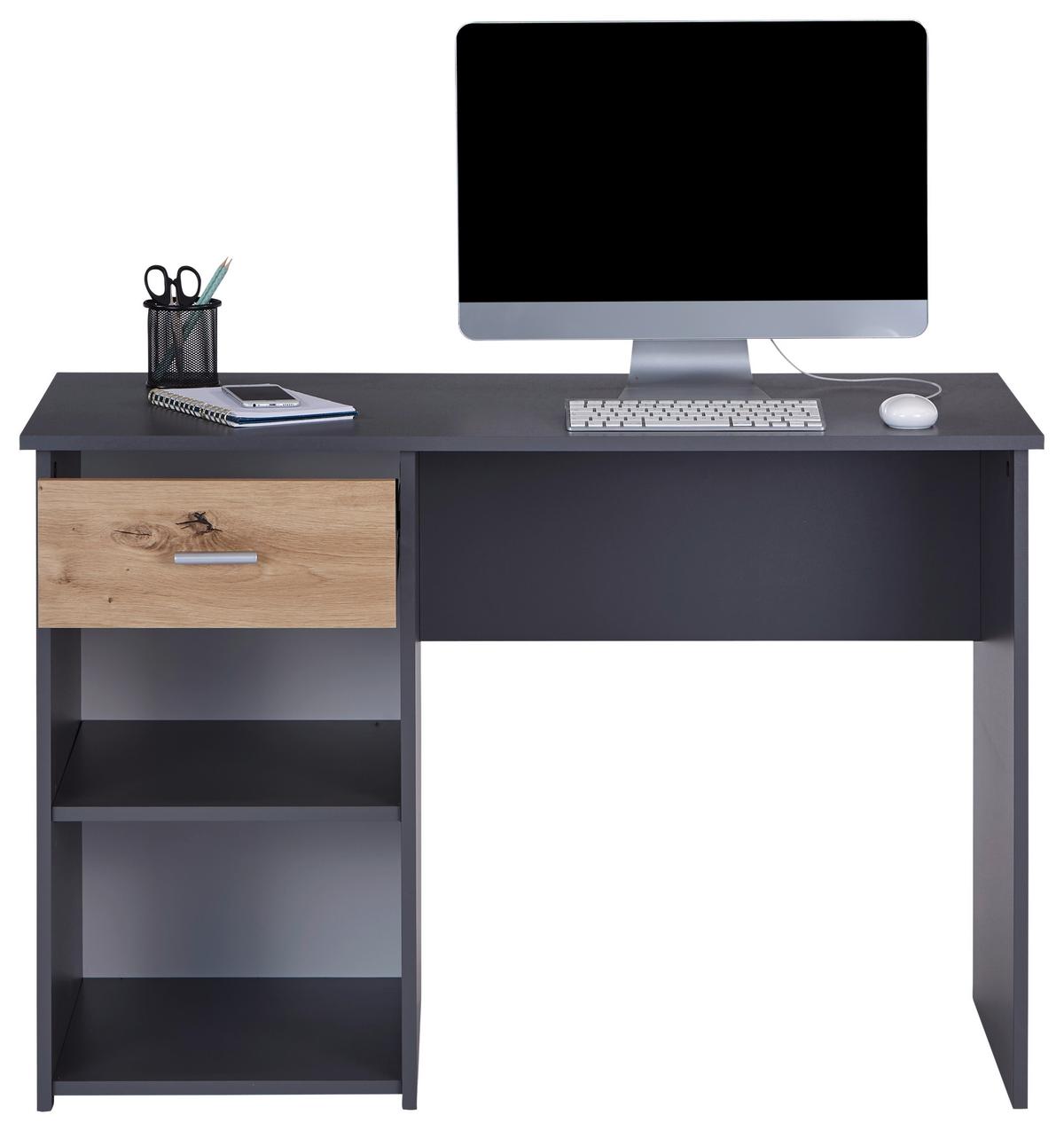 Pisalna Miza Kubek 2, Antracit - barve hrasta/antracit, Moderno, leseni material (110/75/50cm) - Mömax