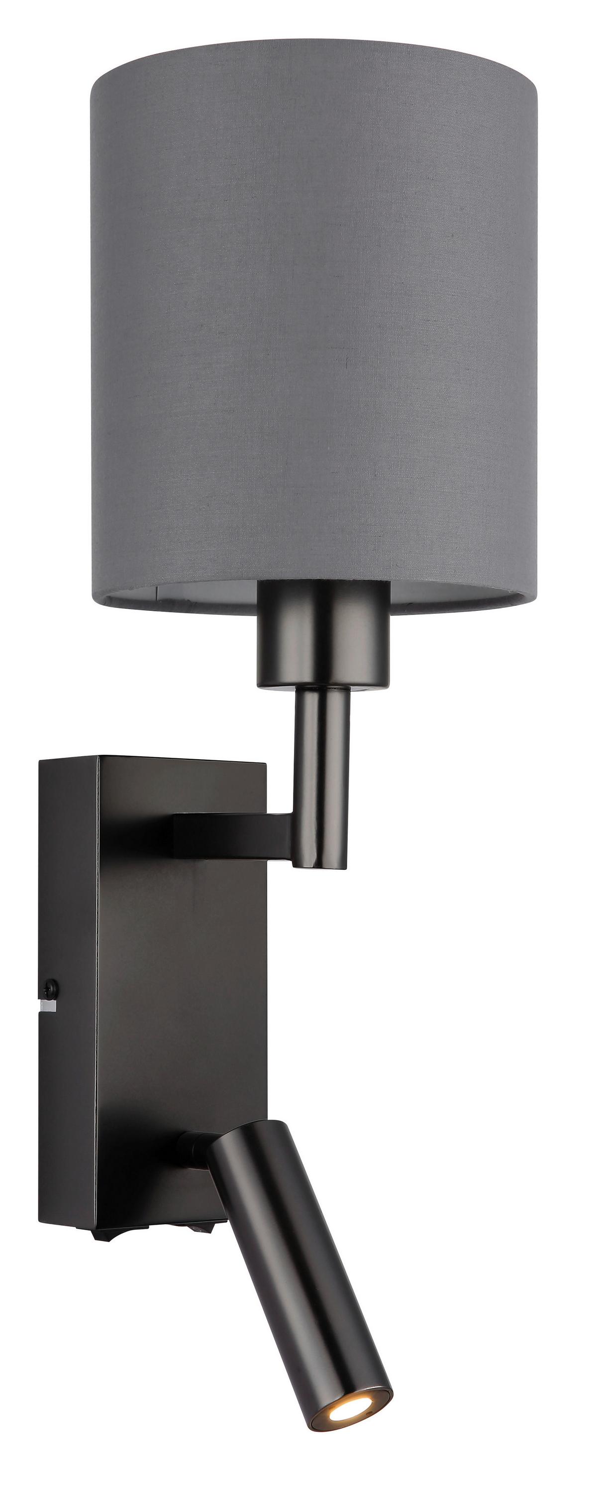 Led Zidna Svjetiljka Zamora - siva/crni krom, Konvencionalno, metal/tekstil (15/45,5cm) - Globo