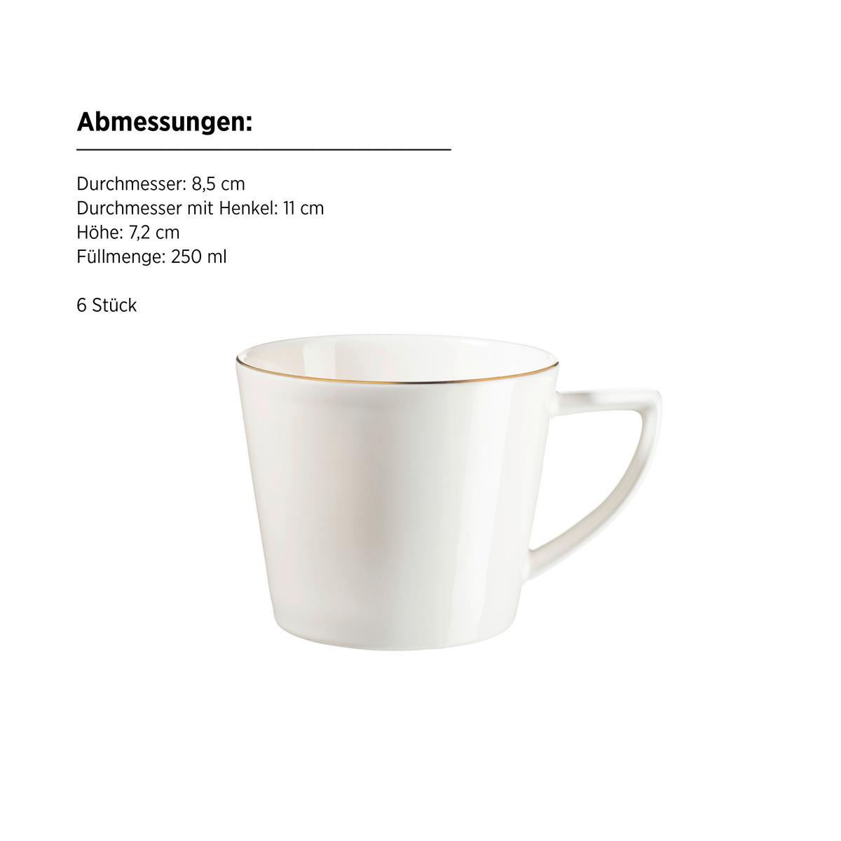 KAFFEESERVICE SITA - Weiss/Goldfarben, Trend, Keramik - Mäser