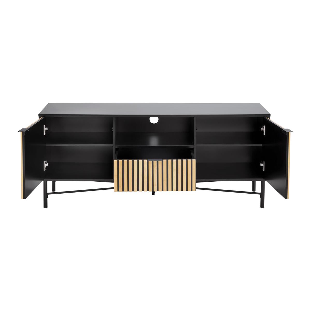 Tv Szekrény Madrid - natúr színű/fekete, Modern, faalapú anyag/fém (143/60/40cm) - Mömax