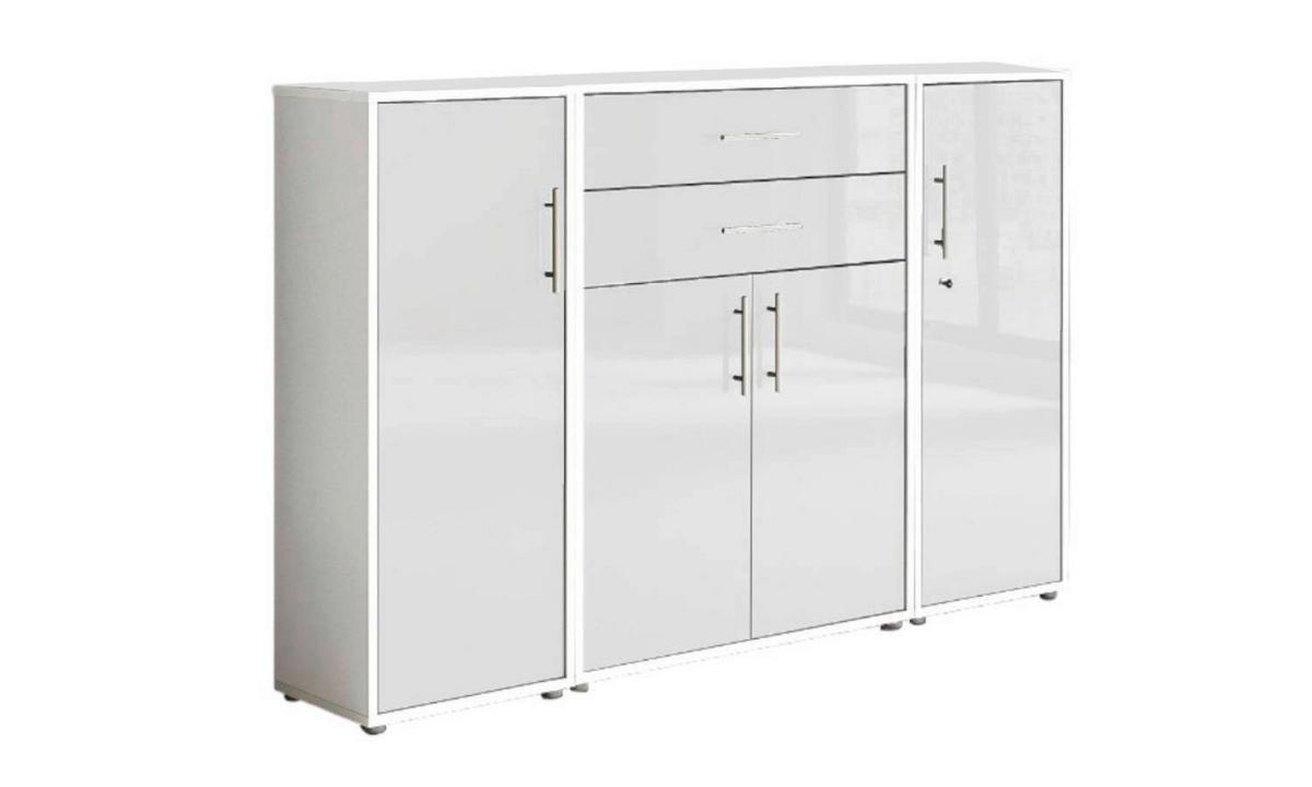 Aktenschrank Office Edition Sw Set 16 Weiß - Weiß Hochglanz/Weiß, MODERN, Holzwerkstoff (172,6/113,6/33cm) - MID.YOU