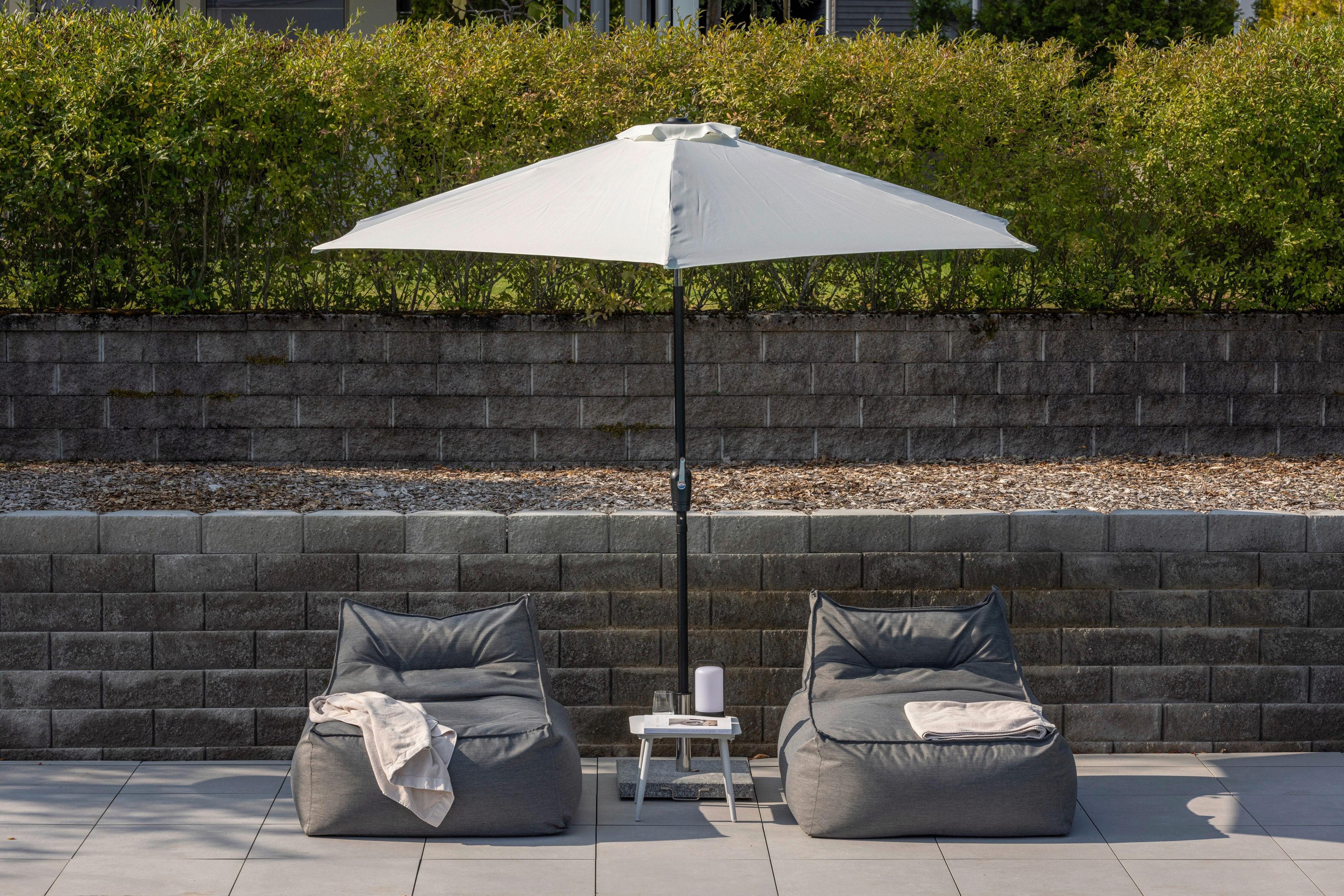 SONNENSCHIRM LEEDS - Ecru/Grau, KONVENTIONELL, Textil/Metall (300/300cm) - Gardenson