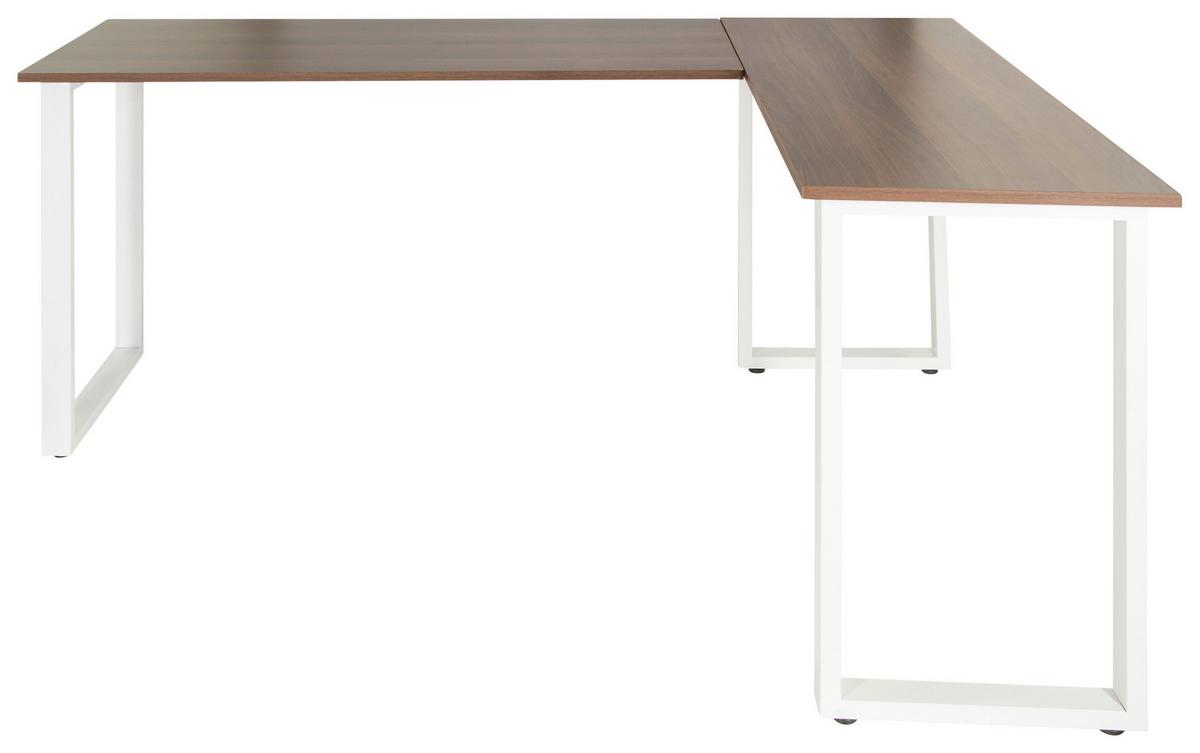 Kotna Pisalna Miza Workspace Basic I, Barva Oreha, Bela - barva oreha/bela, Basics, kovina/leseni material (165/120/75cm) - MID.YOU
