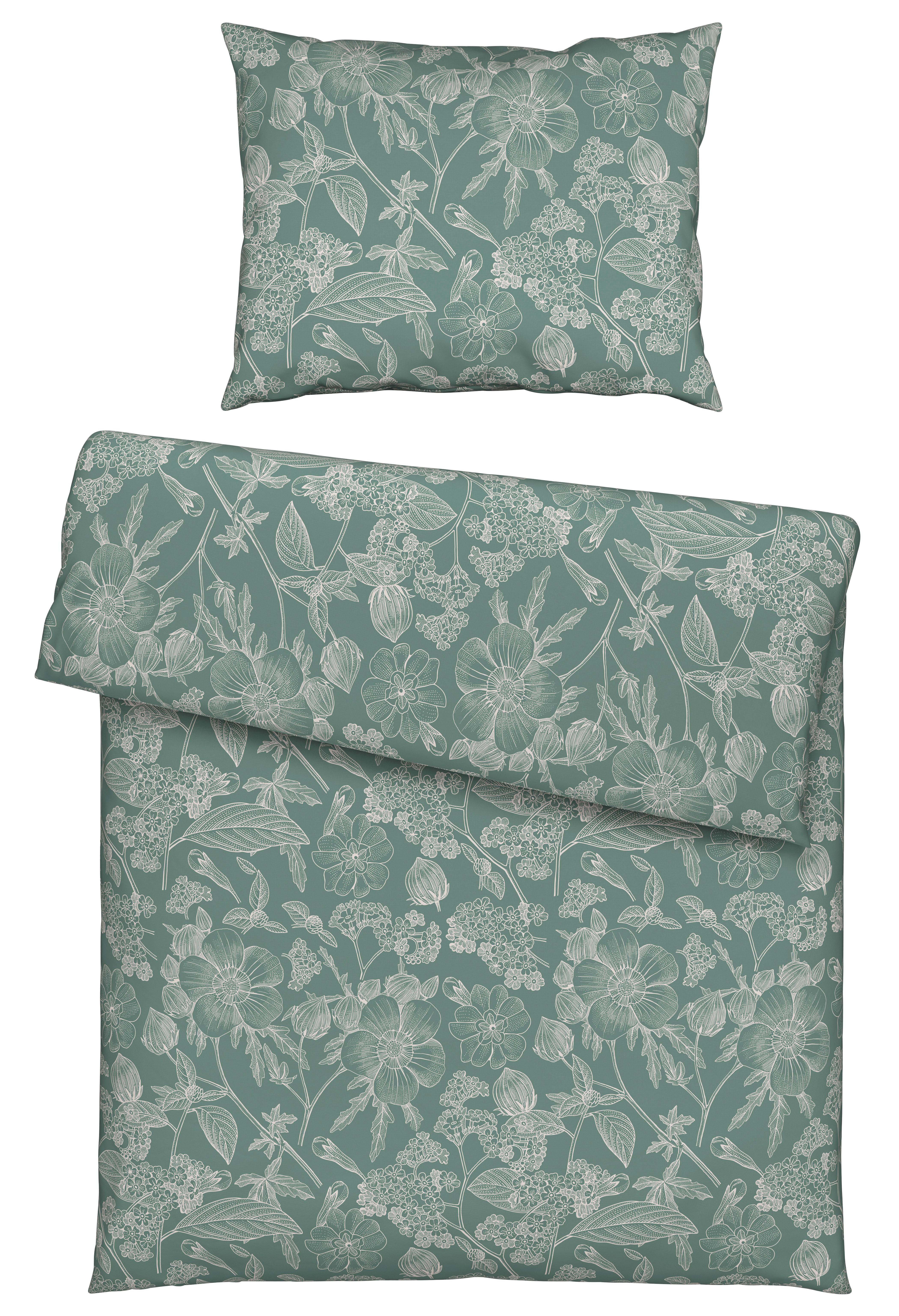 BETTWÄSCHESET LINETTE - Grün, Romantik / Landhaus, Textil (160/210cm) - Modern Living
