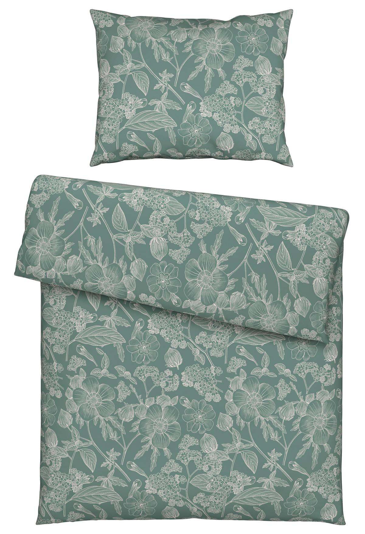 BETTWÄSCHESET LINETTE - Grün, Romantik / Landhaus, Textil (160/210cm) - Modern Living