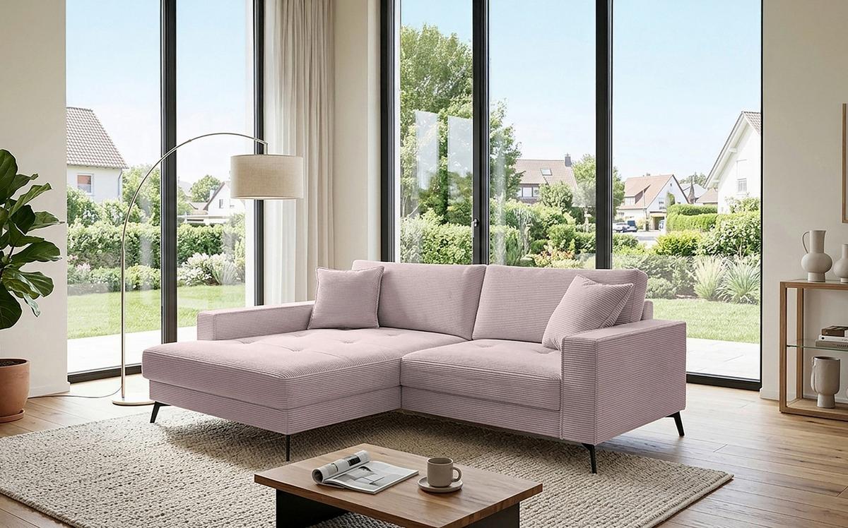 Kutna Garnitura Ted - ružičasta/crna, Trend, tekstil/metal (174/228cm) - Modern Living