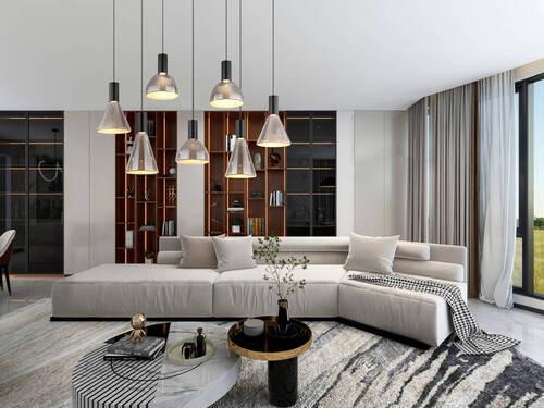 LED-HÄNGELEUCHTE 15741-7 - Hellgrau, Design, Glas/Kunststoff (97/33/150cm) - Globo