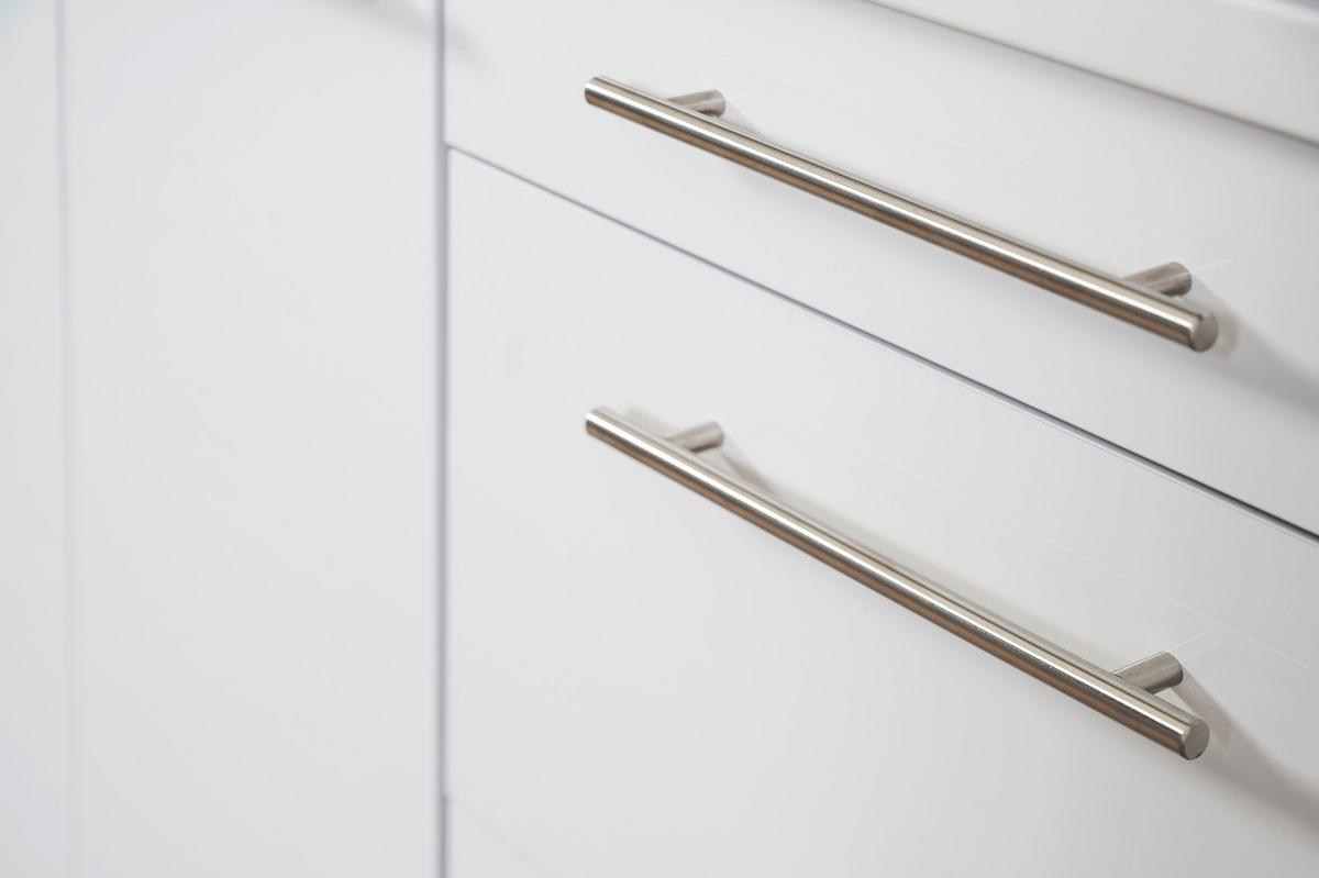 Küchenzeile mit Geräte Weiß B: ca. 280 cm - Edelstahlfarben/Weiß, KONVENTIONELL, Holzwerkstoff/Metall (280cm) - Respekta