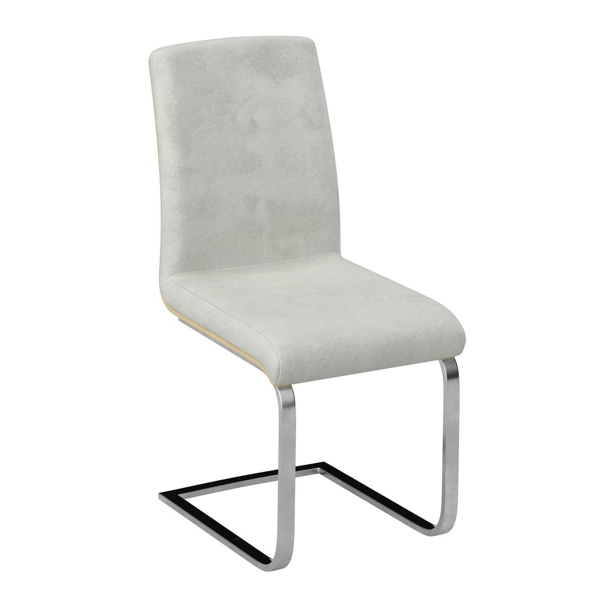 Schwingstuhl Nubia Creme Bouclé Gepolstert - Chromfarben/Eichefarben, MODERN, Holz/Textil (44/90/59cm) - Bessagi Home
