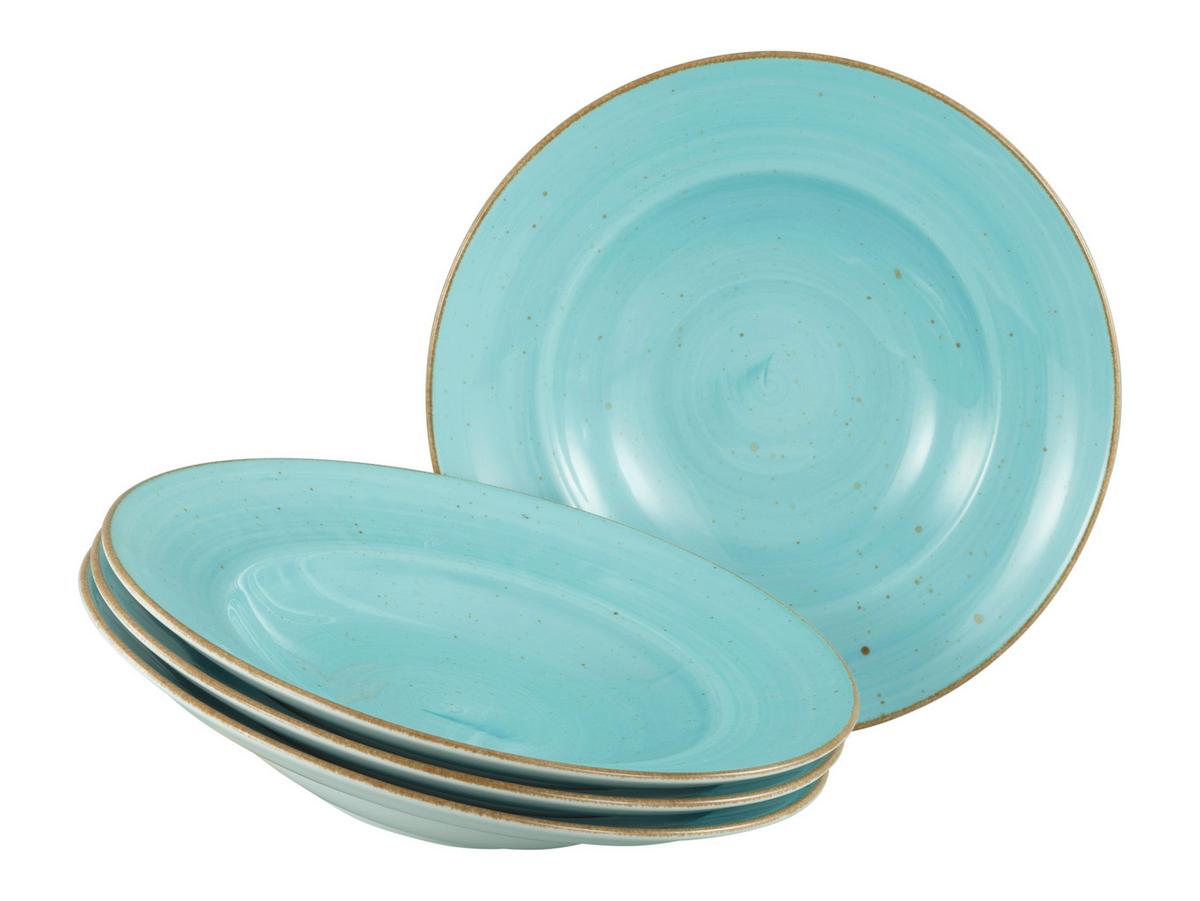 Set Krožnikov Za Testenine Vintage Nature Aqua, 4-Delni - turkizna/bela, Basics, keramika (27cm) - Creatable