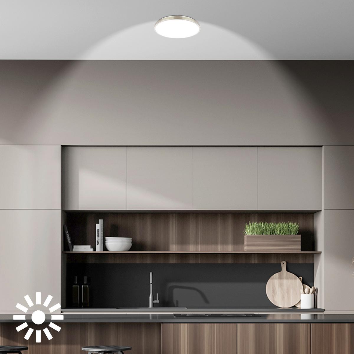 LAMPA SUFITOWA LED 3935012 KAIDA - kolor niklowy, Basics, tworzywo sztuczne/metal (33/6cm)