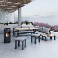 Loungegarnitur "Melina", hell- grau/dunkelgrau, Olefingewebe - Dunkelgrau/Hellgrau, Modern, Holz/Textil (272/79/84cm) - Bessagi Garden