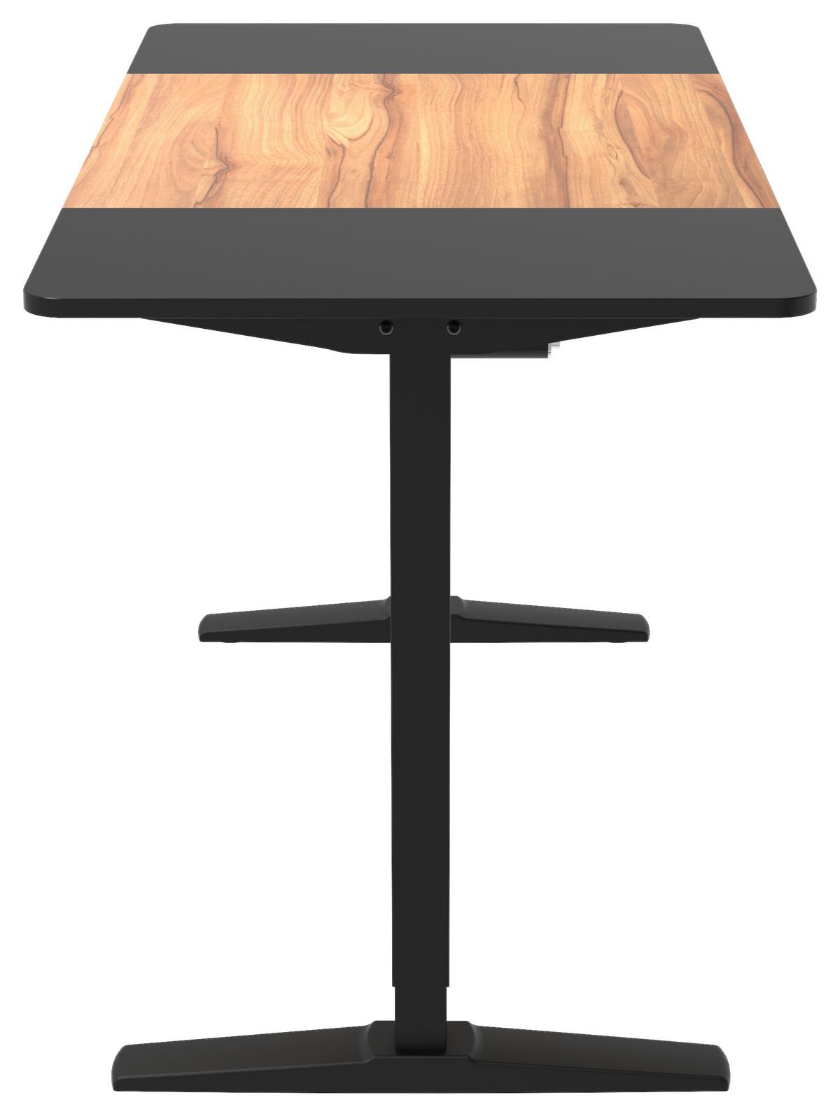 Pisalna Miza Milan, Črna, Hrast, El. Nastavljiva - črna/naravne barve, Moderno, kovina/leseni material (140/71-116/70cm)