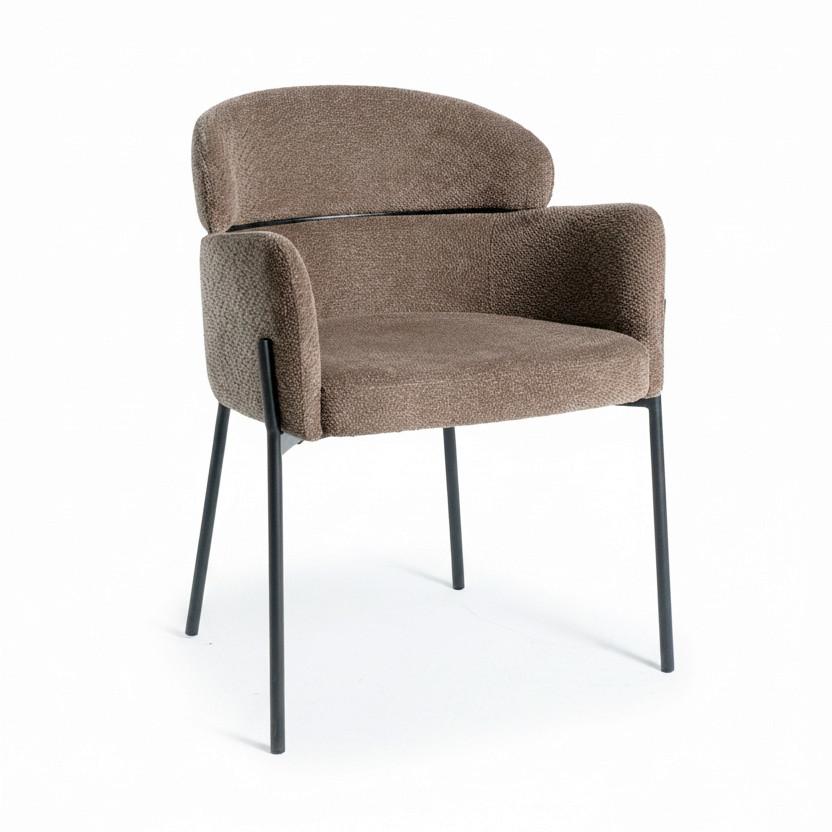 Armlehnstuhl Chloe Braun Webstoff Gepolstert - Schwarz/Braun, MODERN, Textil/Metall (62/79/59,5cm) - Bessagi Home