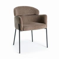 Armlehnstuhl Chloe Braun Webstoff Gepolstert - Schwarz/Braun, MODERN, Textil/Metall (62/79/59,5cm) - Bessagi Home