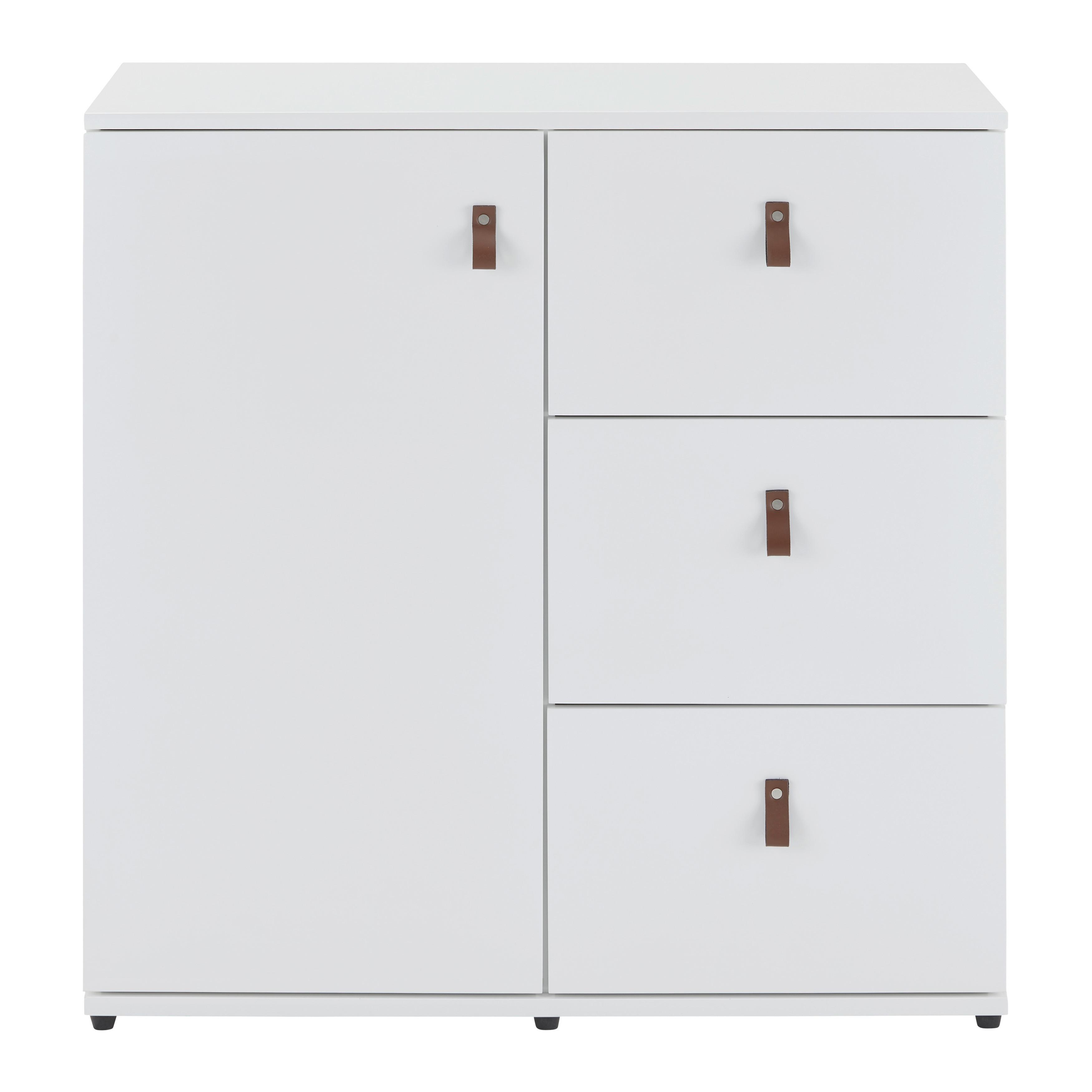 Kommode weiß, "Mick" - Schwarz/Weiß, MODERN, Holzwerkstoff/Kunststoff (80/79/40cm) - Bessagi Home
