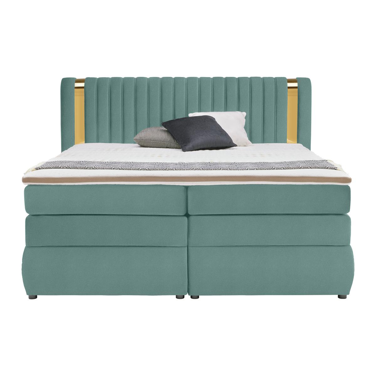 PAT BOXSPRING MINOLA GOLD EXKLUZIV - turcoaz, Konventionell, textil (160/200cm) - Premium Living