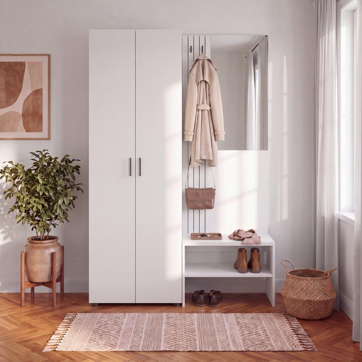 Ansamblu De Hol Charlie - alb, Konventionell, material pe bază de lemn (60/180/37cm) - Modern Living