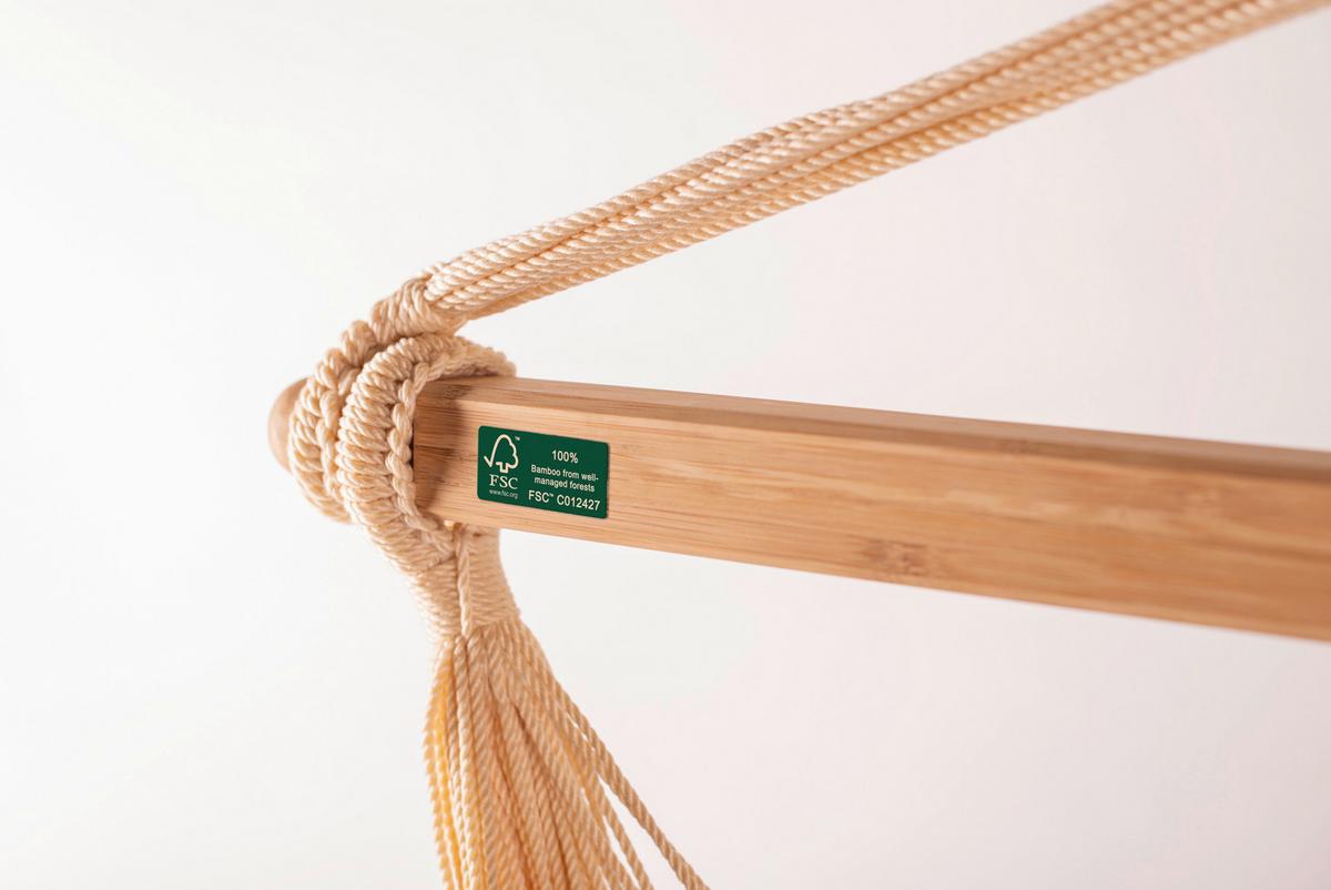 Hängesessel Comfort Hammock Echtholz ca. 110x160x180 cm - Weiß/Dunkelblau, KONVENTIONELL, Holz/Textil (110/160/180cm) - La Siesta