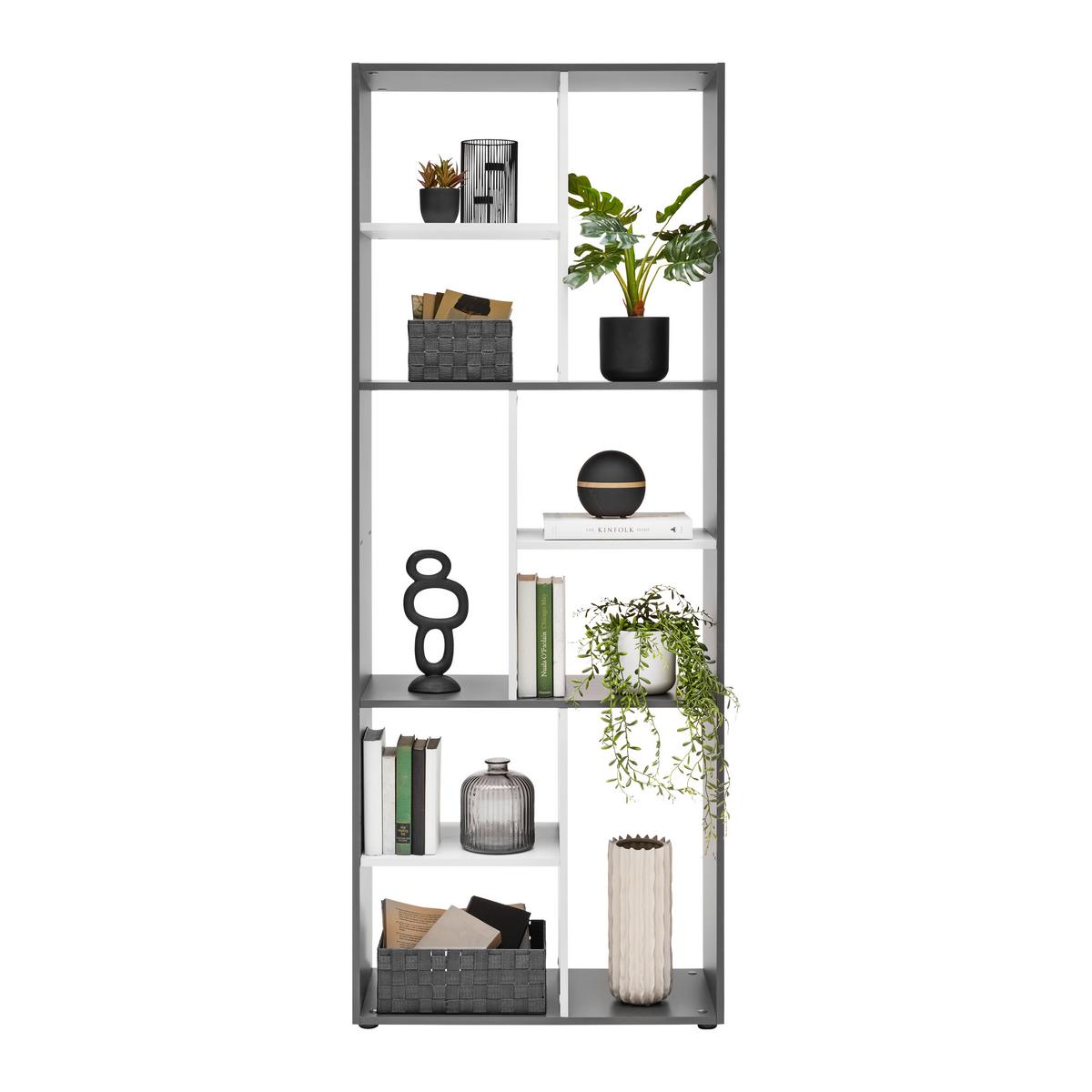 Regal Ibiza Anthrazit/Weiß - Schwarz, KONVENTIONELL, Holzwerkstoff (71/186/33cm) - Mömax