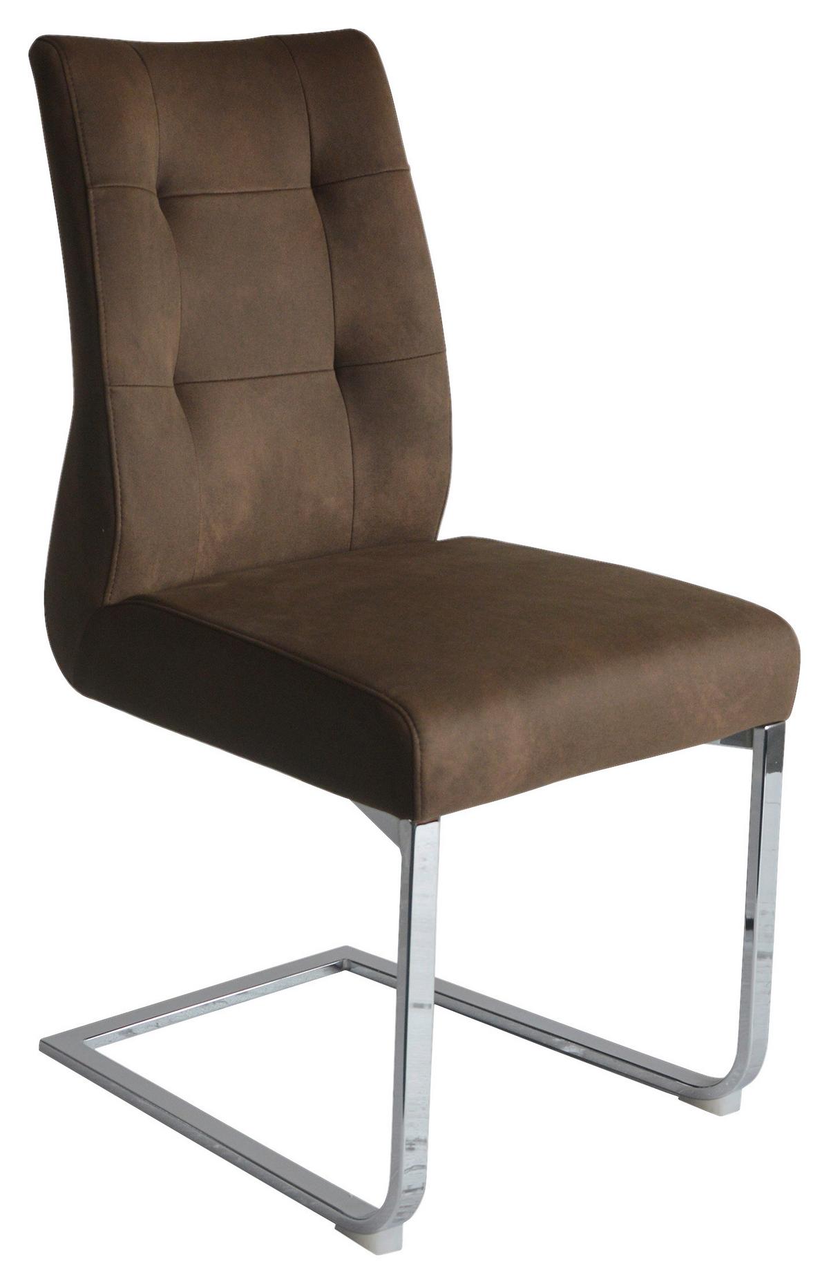 Schwingstuhl-Set MARLEN XXL Braun, Wippfunktion - Silberfarben/Braun, LIFESTYLE, Textil/Metall (47/96/62cm) - MID.YOU