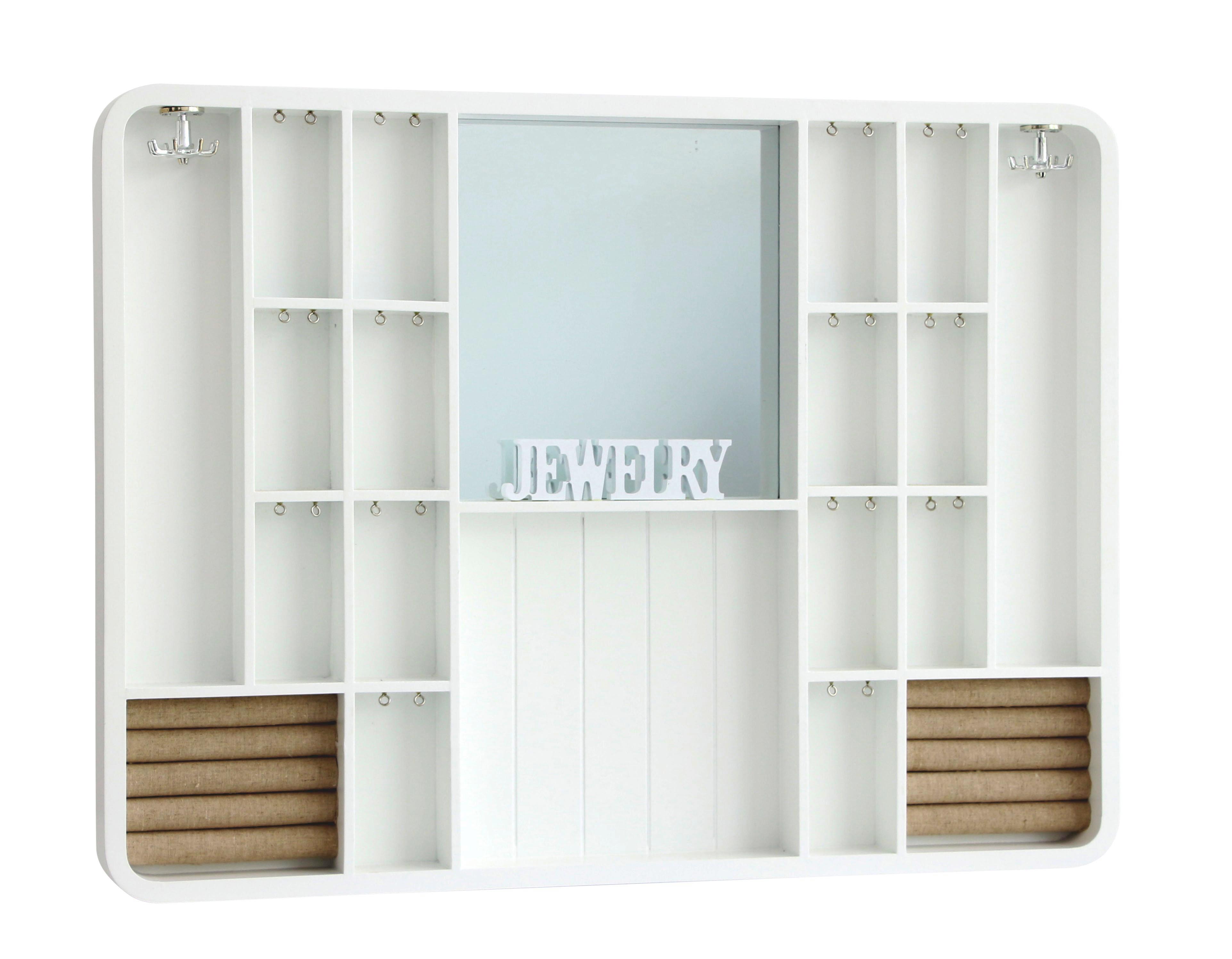 Schmuckschrank in Weiß mit Spiegel - Hellbraun/Weiß, Basics, Glas/Holz (60/45/4cm)