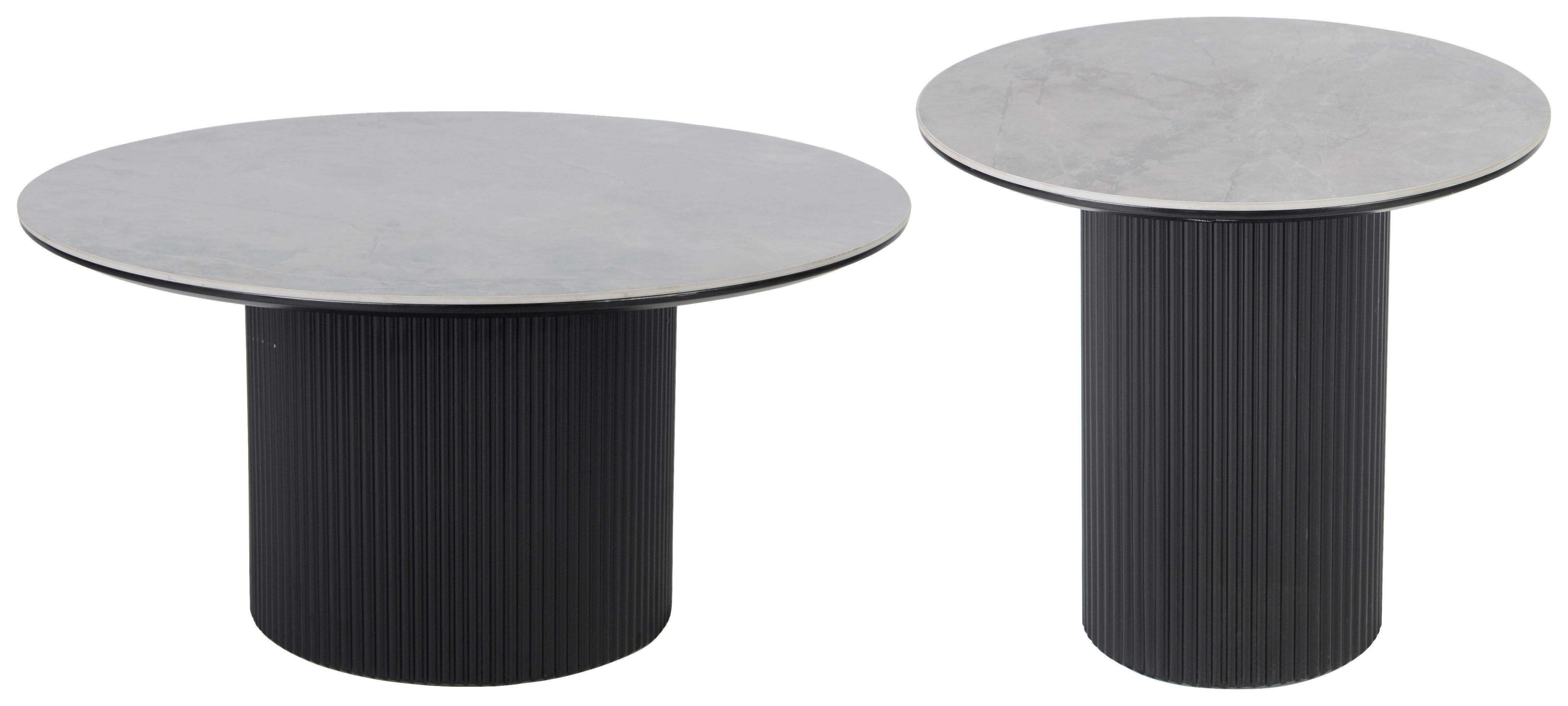 STOLIK BOCZNY GROOVE - jasnoszary/czarny, Design, materiał drewnopochodny/ceramika (50/50/45cm) - Stylife