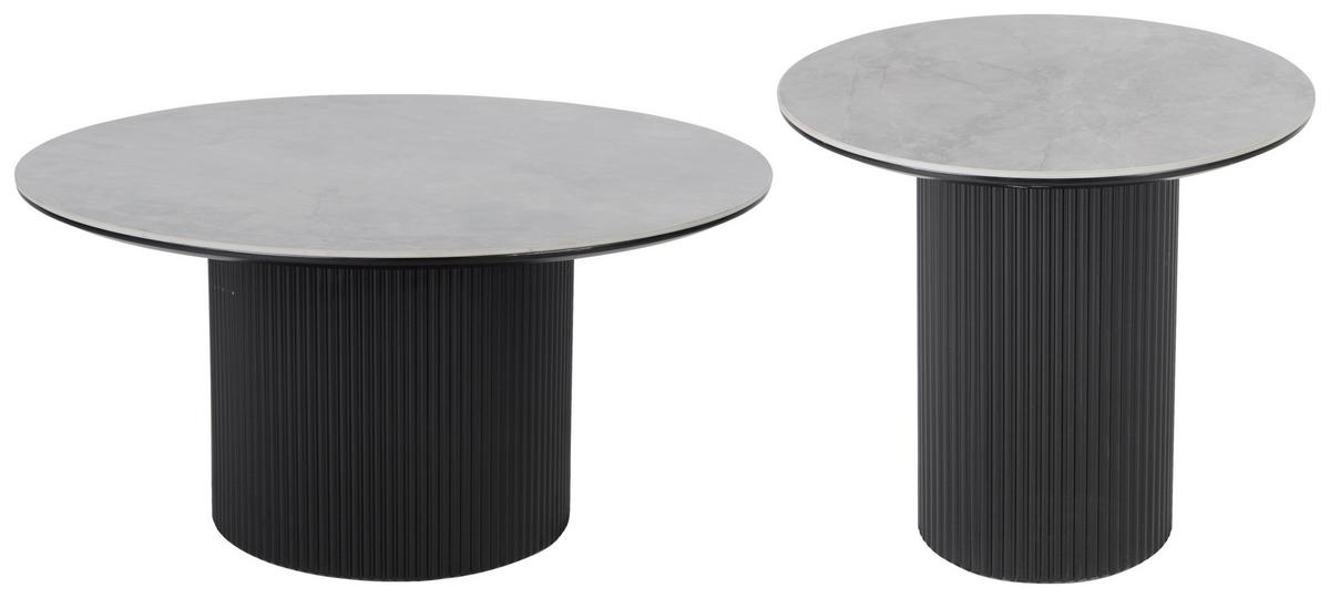 STOLIK BOCZNY GROOVE - jasnoszary/czarny, Design, materiał drewnopochodny/ceramika (50/50/45cm) - Stylife