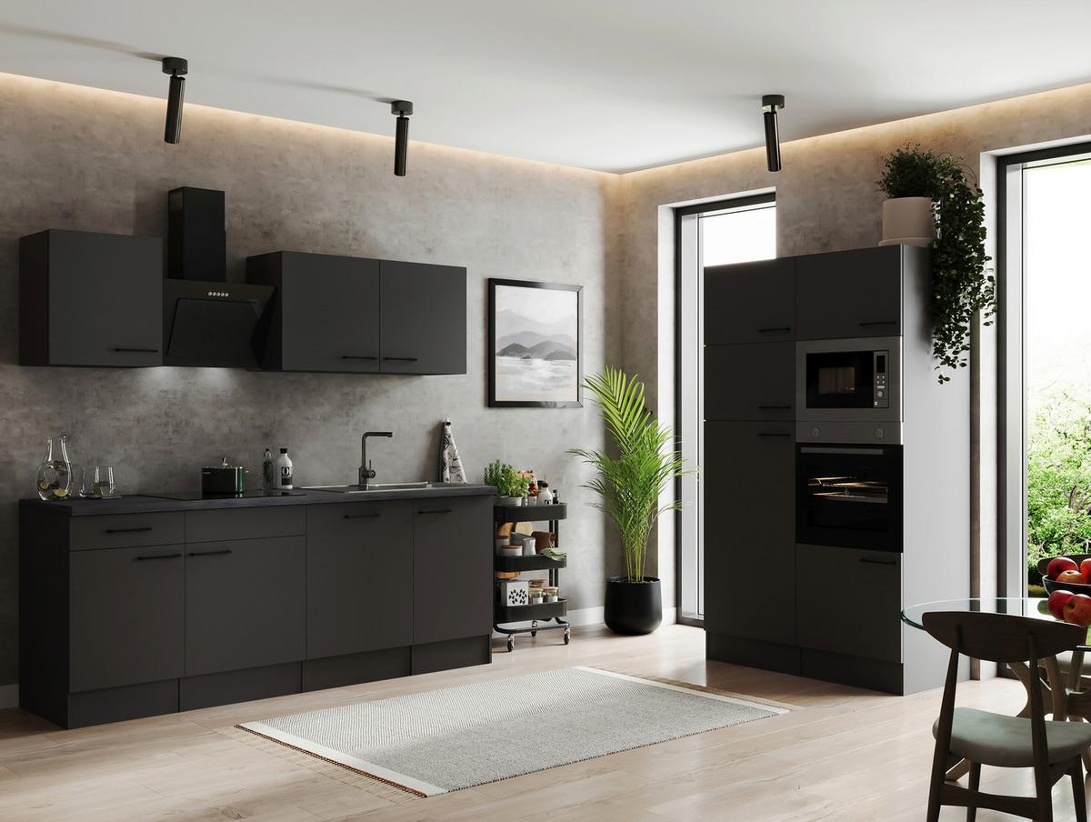 Kuhinjski Blok Z Aparati Oliver, 340cm - temno siva/črna, Design, kovina/leseni material (340cm) - Respekta