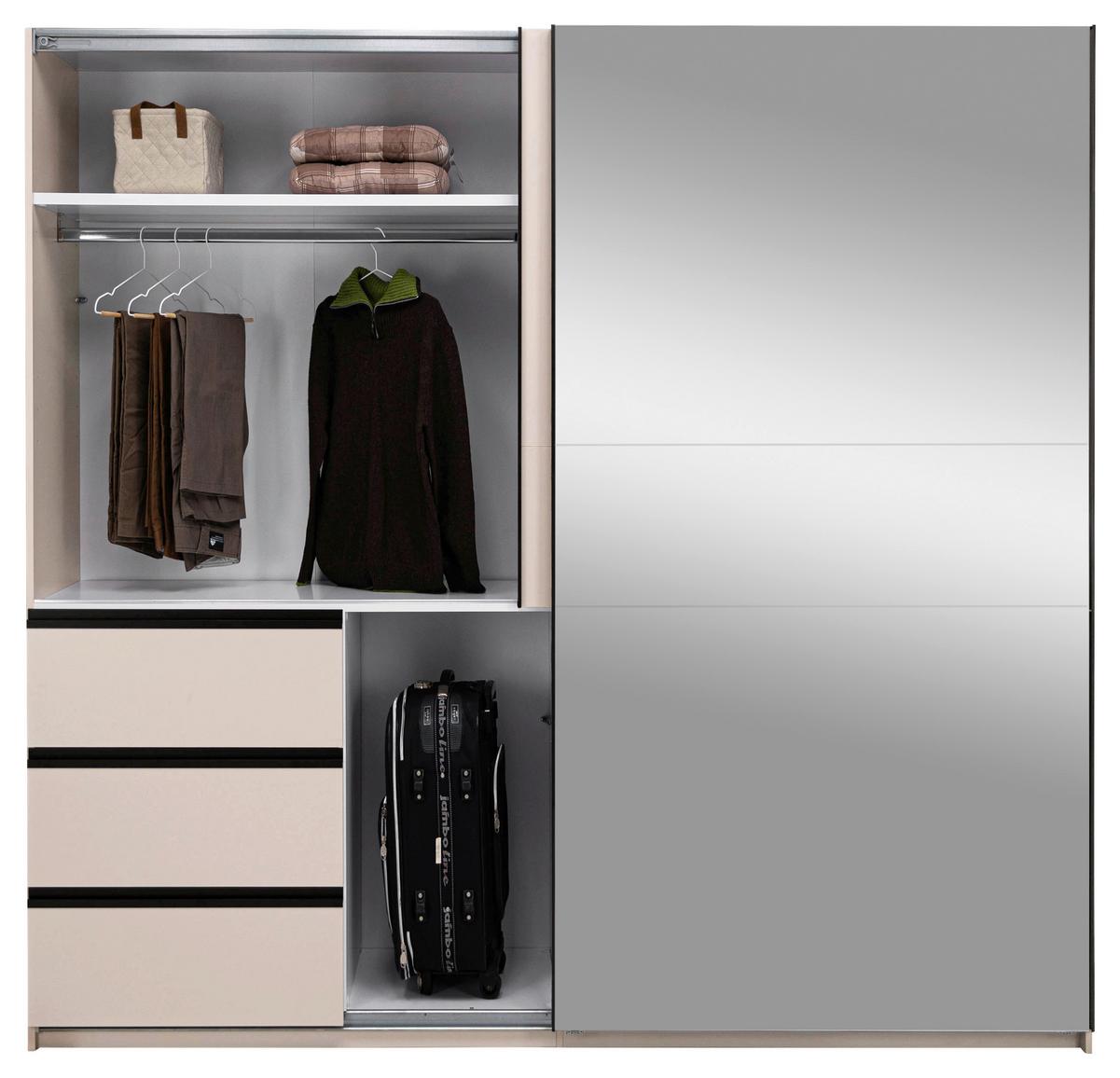 Omara Z Drsnimi Vrati Wilma, Kašmir - kašmir/črna, Moderno, kovina/leseni material (215/210/61,5cm) - P & B