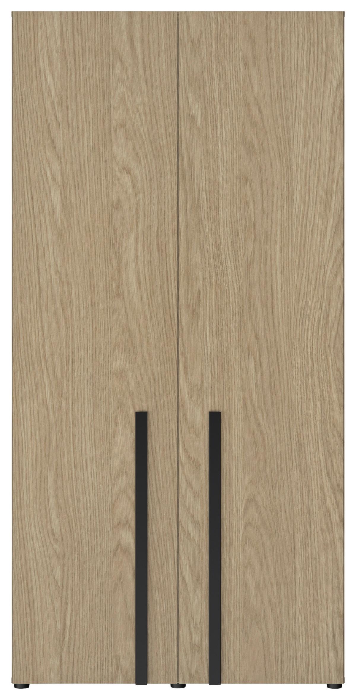 Omara S Klasičnimi Vrati Nael, Barva Hrasta, Črna - črna/barve hrasta, Basics, leseni material (100/200/60cm)