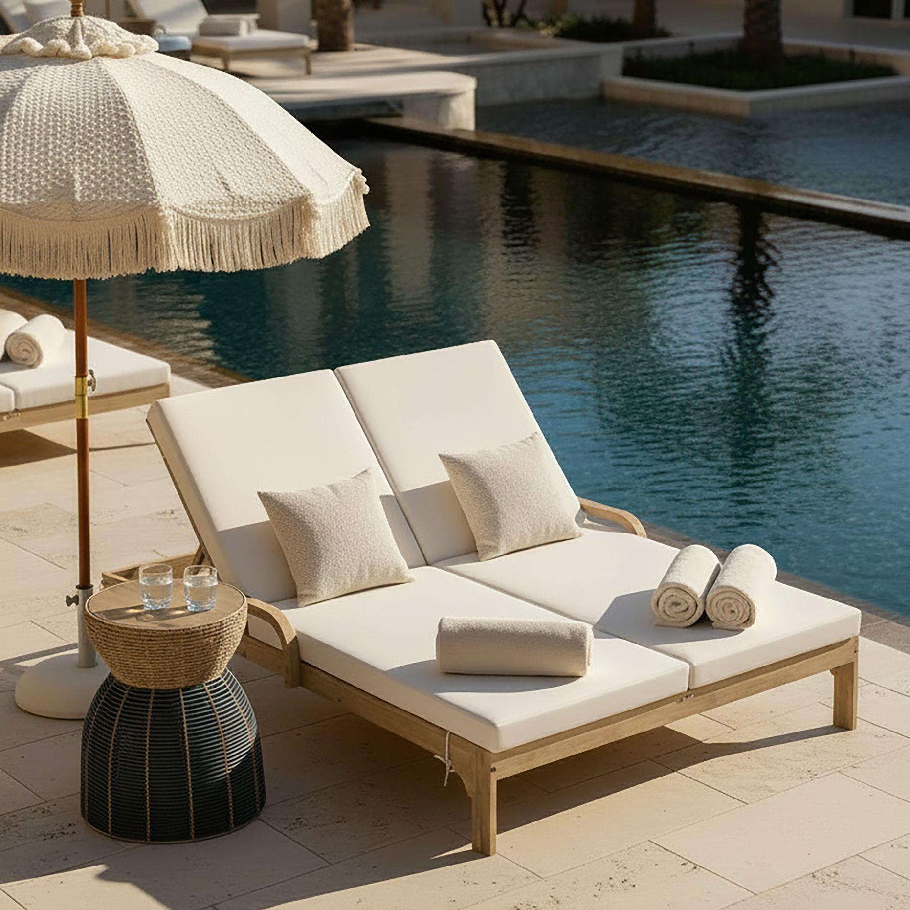 Gartenliege Elja Grau Holz/Textil - Grau/Akaziefarben, MODERN, Holz/Textil (195/50/150cm) - Bessagi Garden