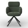 STOEL MET ARMELEUNINGEN LIORA - Groen/Zwart, Modern, Textiel/Metaal (57,5/84/61cm) - Bessagi Home