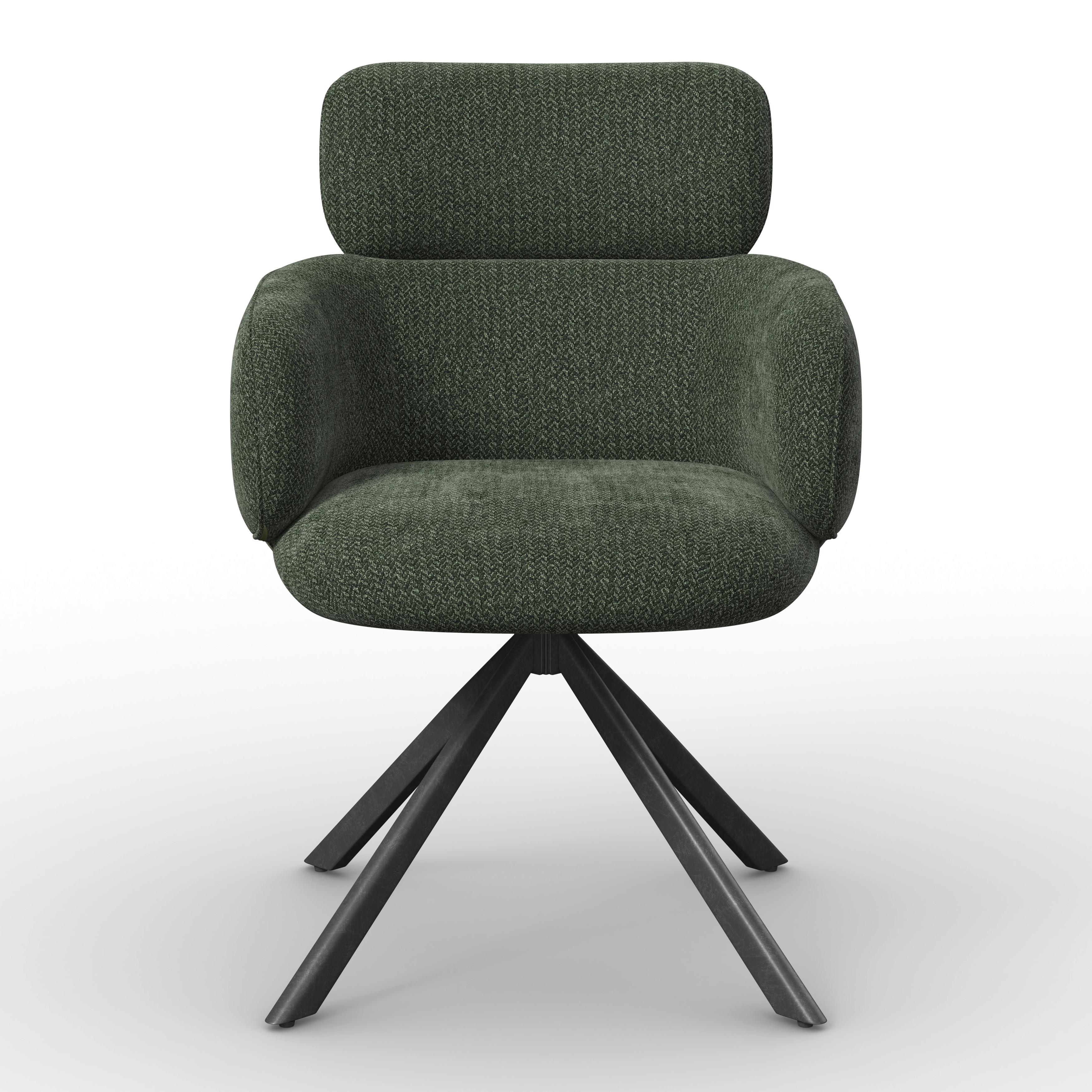 STOL MED ARMSTÖD LIORA - grön/svart, Modern, metall/textil (57,5/84/61cm) - Bessagi Home