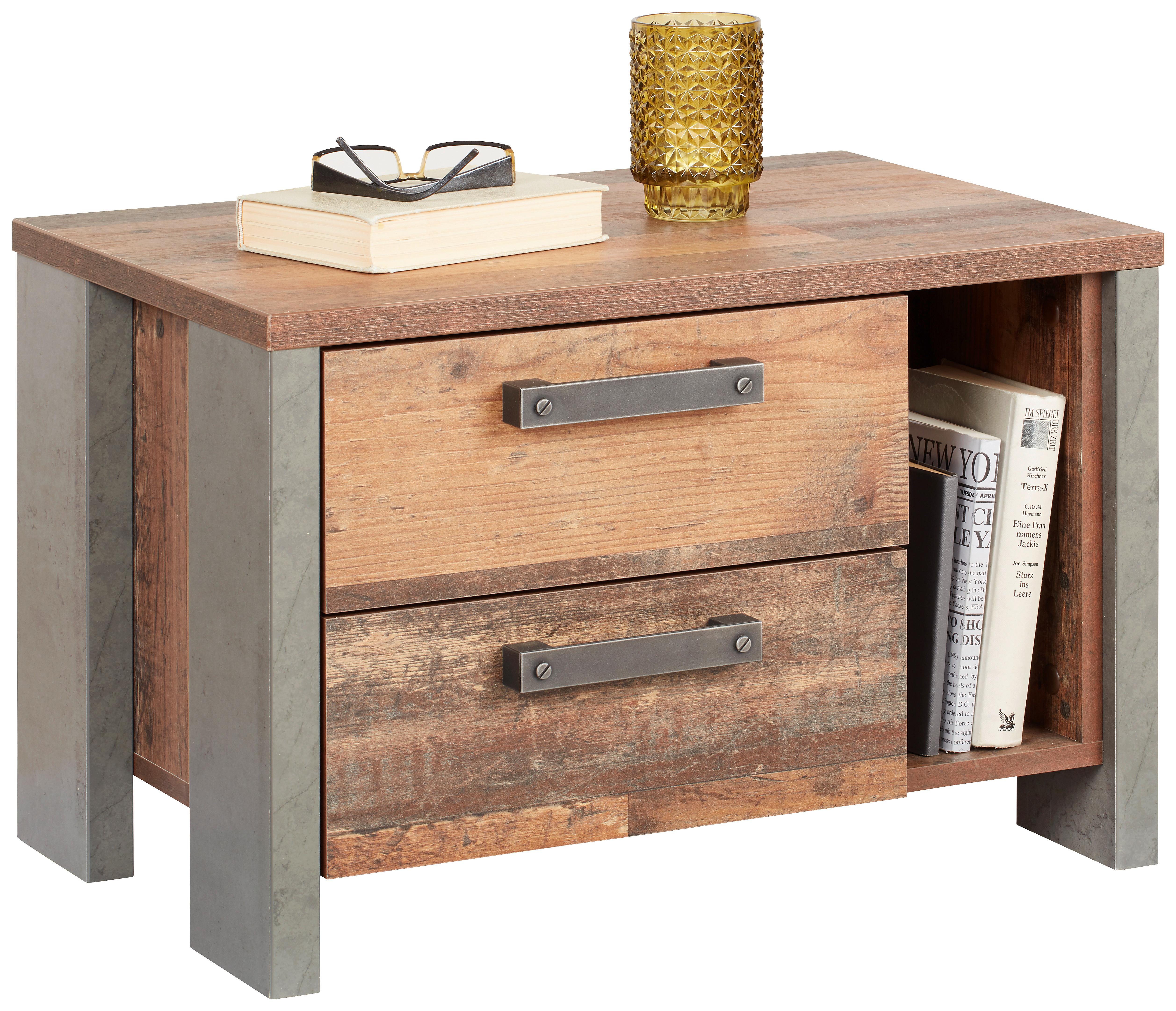 Nočna Omarica Baghira, Rjava, Temno Siva - temno siva/črna, Konvencionalno, kovina/umetna masa (62/41,5/41,6cm) - Premium Living