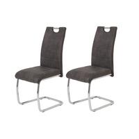 Schwingstuhl-Set Flora II S 2er-Set ca. 43x98cm Anthrazit - Chromfarben/Anthrazit, MODERN, Textil/Metall (43/98/59cm) - MID.YOU