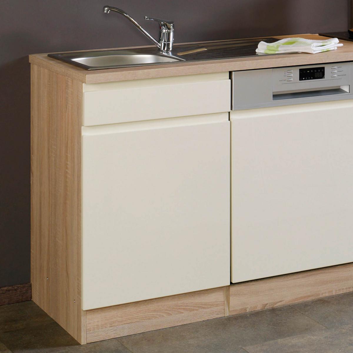 Küchenblock "Cardiff" Creme /Eiche inkl. E-Geräte - Creme/Sonoma Eiche, Basics, Holzwerkstoff (280cm) - Held