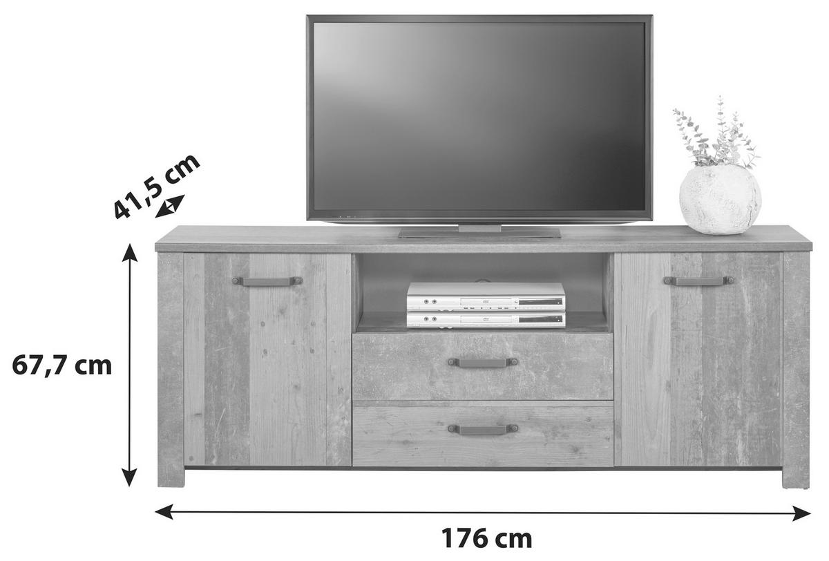 Tv Komoda Ontario - boje hrasta/tamno siva, Trend, drvni materijal/plastika (176/67,7/41,5cm) - Modern Living