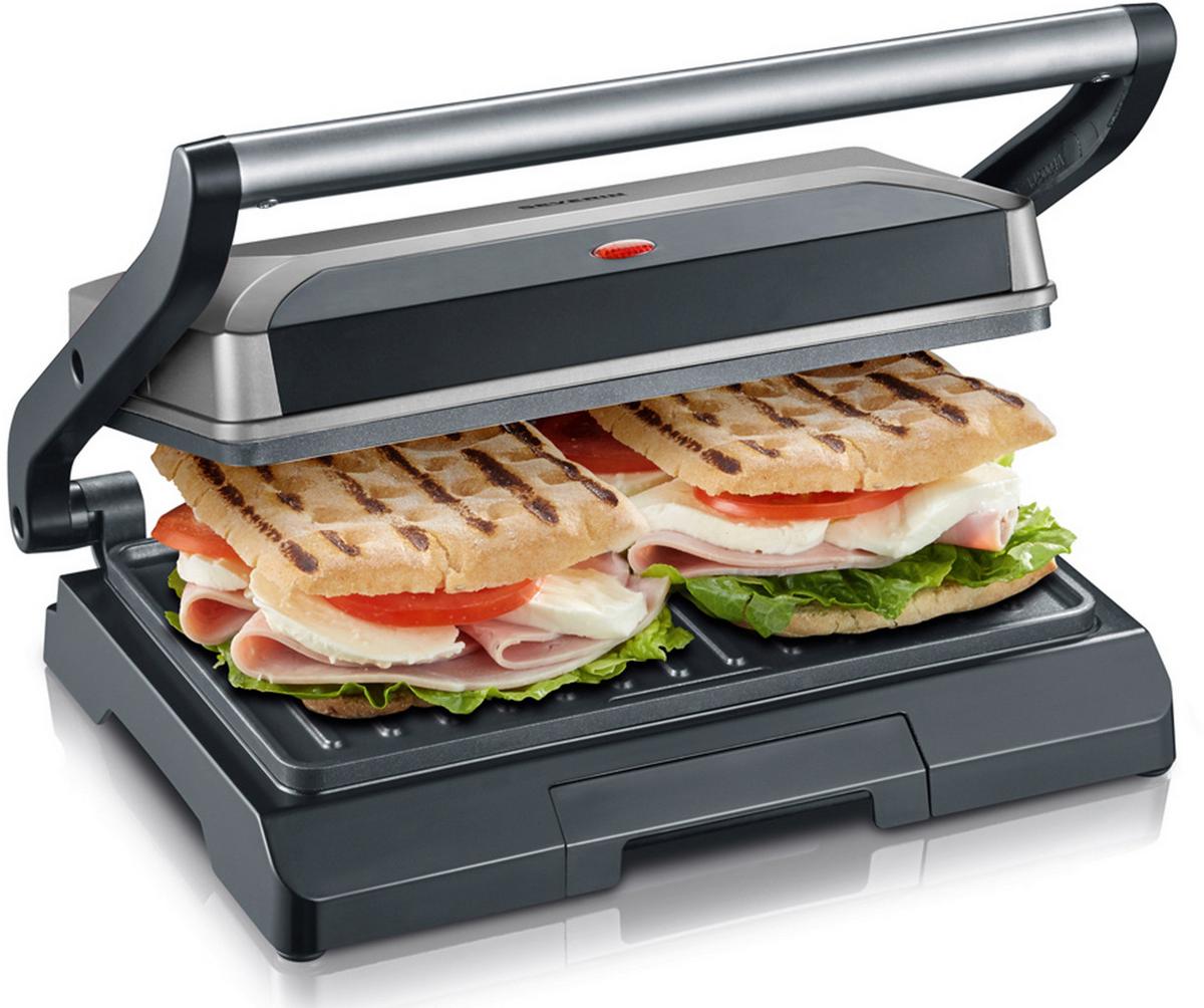 GRILL KONTAKTOWY SEVERIN - kolor srebrny/czarny, Trend, tworzywo sztuczne/metal (29,1/26/11,5cm) - Severin