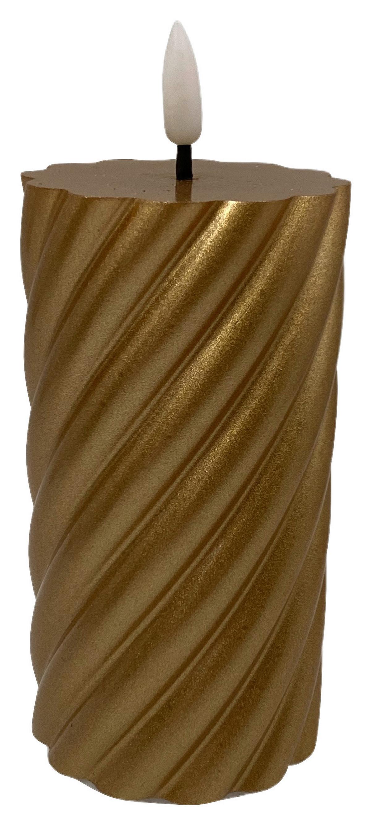 LED-Kerze Twist in diversen Farben - Rot/Goldfarben, KONVENTIONELL, Naturmaterialien/Kunststoff (7/13cm) - Modern Living
